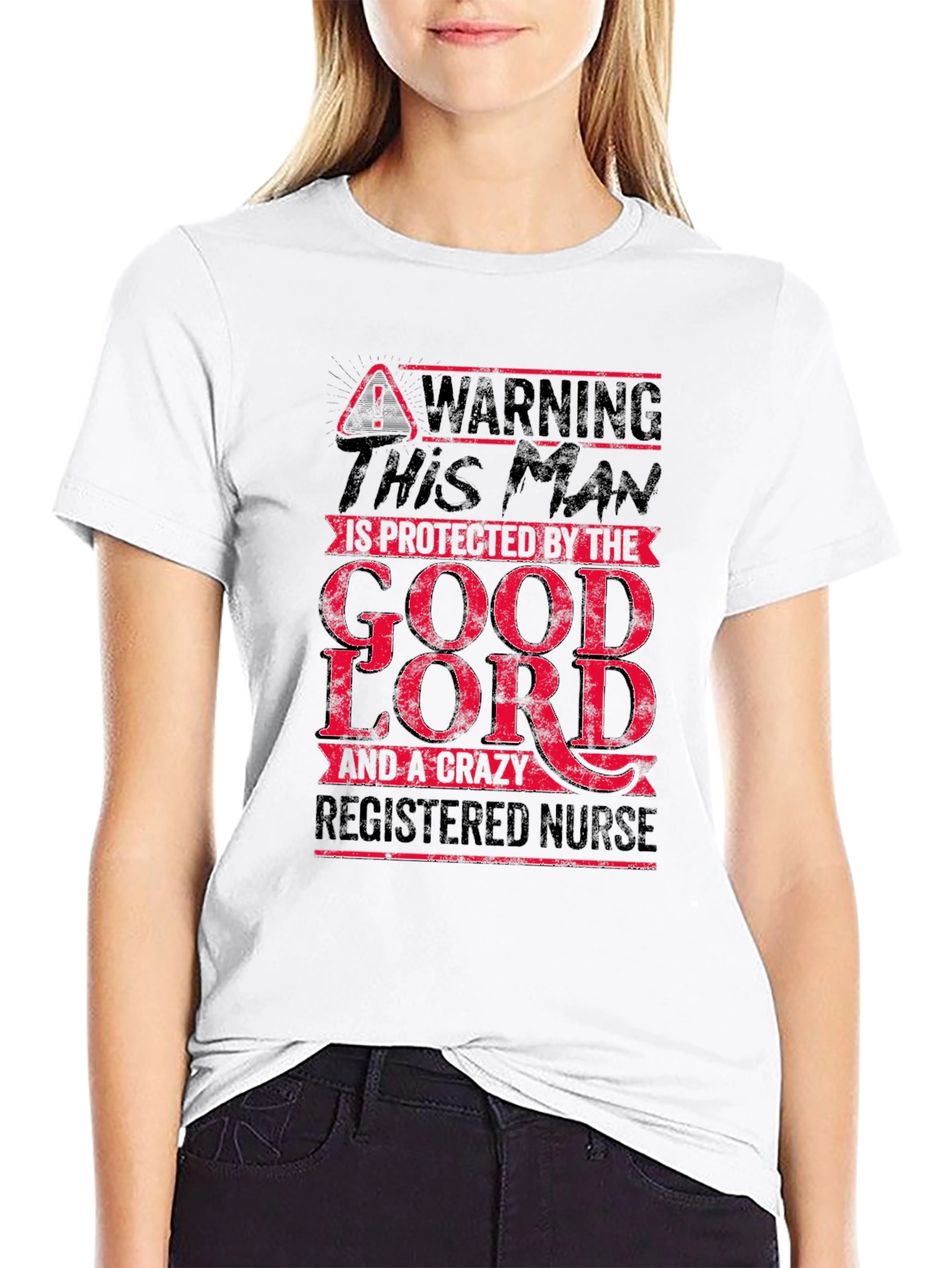 Warning: Protected by God & Crazy Nurse T-Shirt