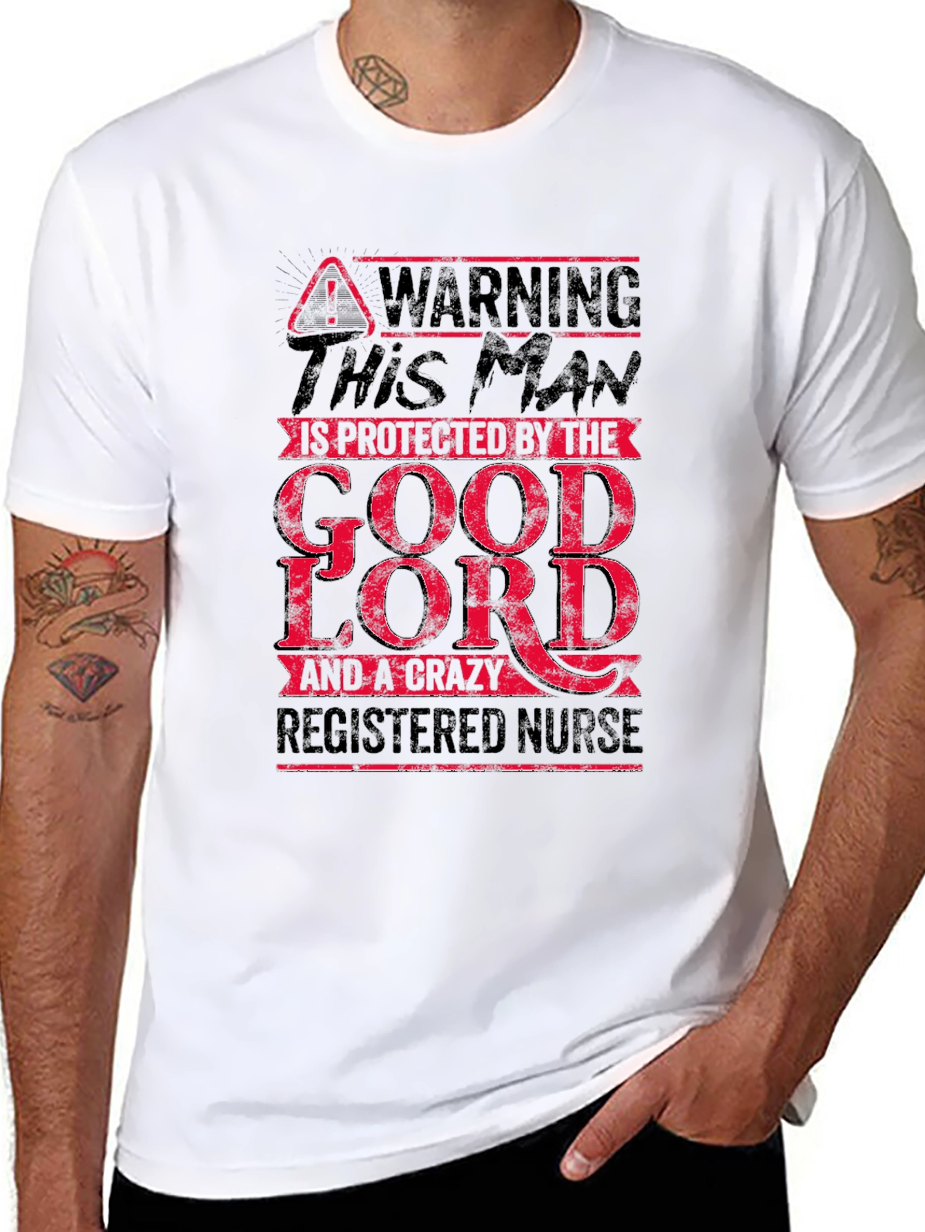 Warning: Protected by God & Crazy Nurse T-Shirt