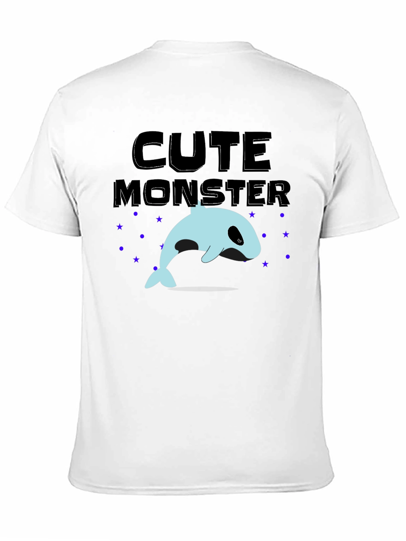 Cute Monster Whale Graphic Tee - Black