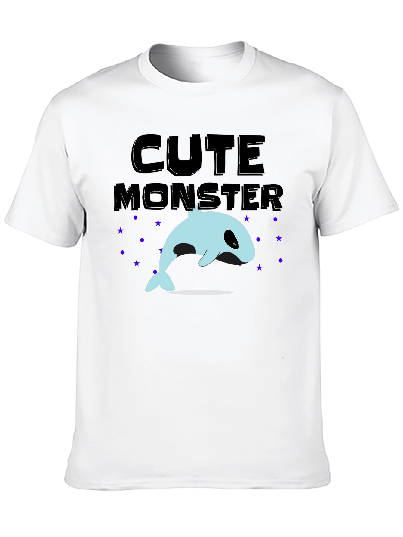 Cute Monster Whale Graphic Tee - Black