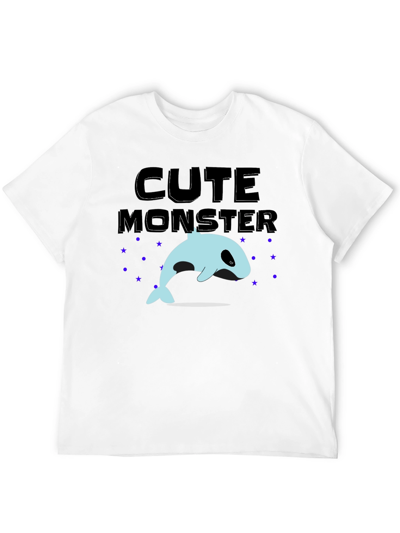 Cute Monster Whale Graphic Tee - Black