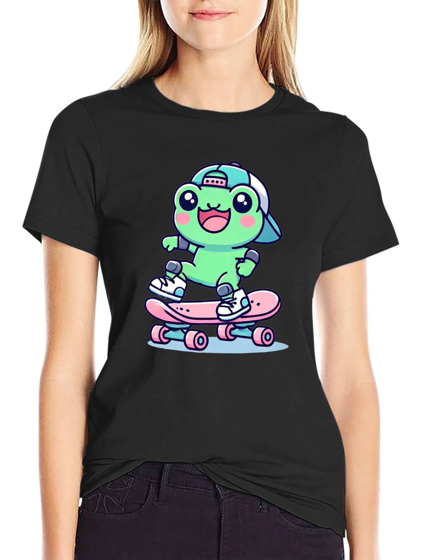 Cool Frog Skateboarder Graphic Tee