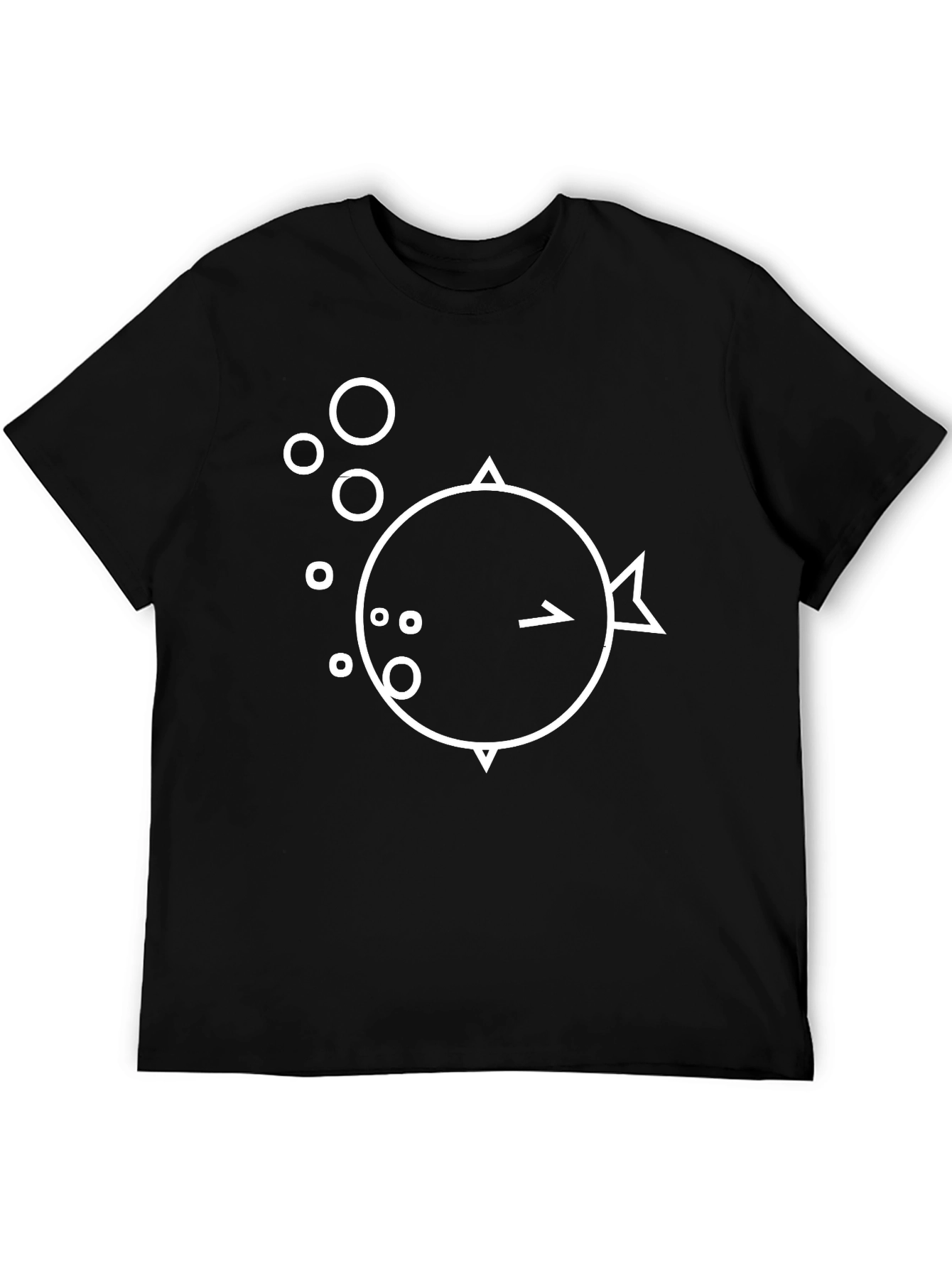 Minimalist Pufferfish Graphic Black T-Shirt