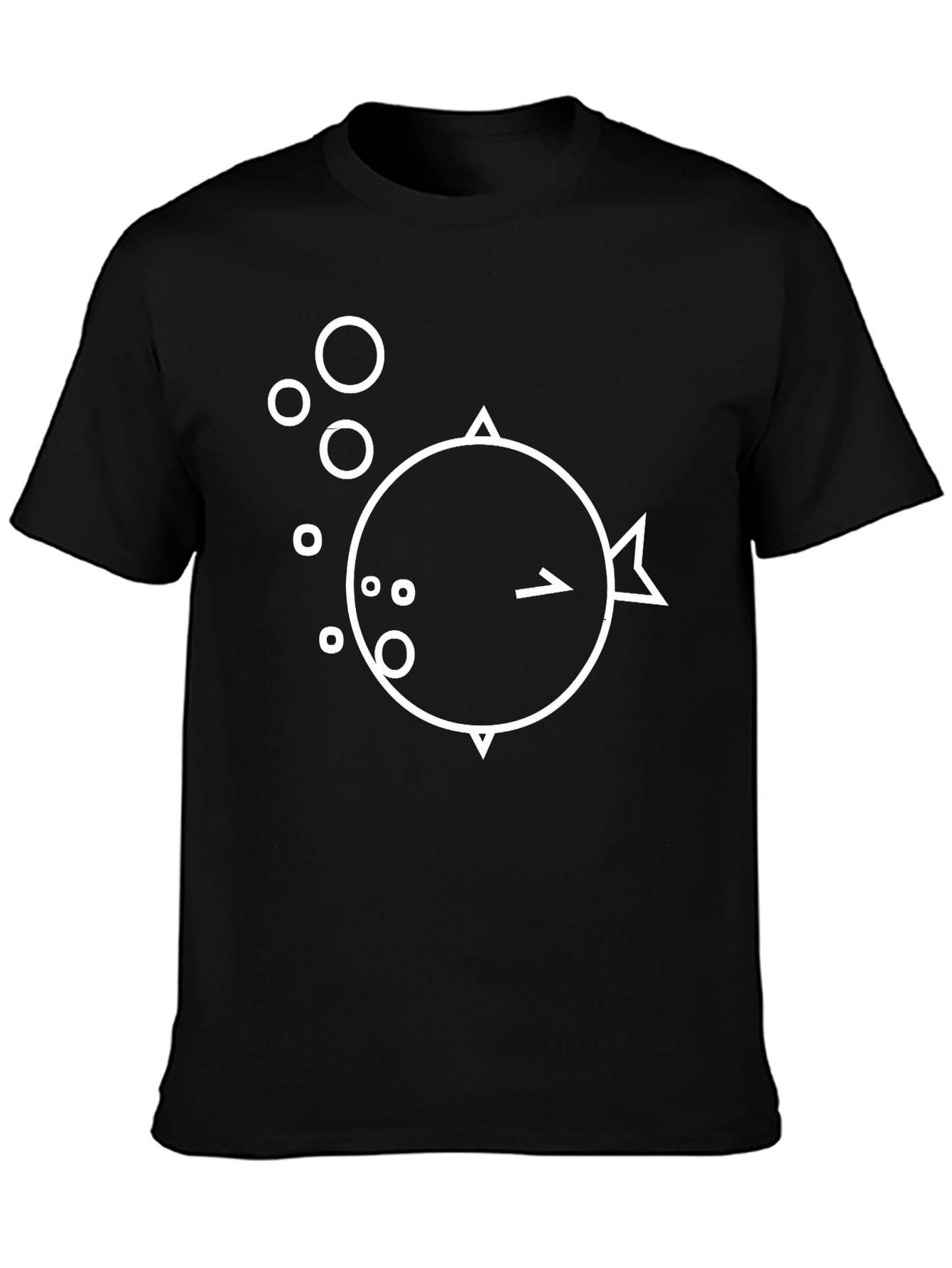 Minimalist Pufferfish Graphic Black T-Shirt