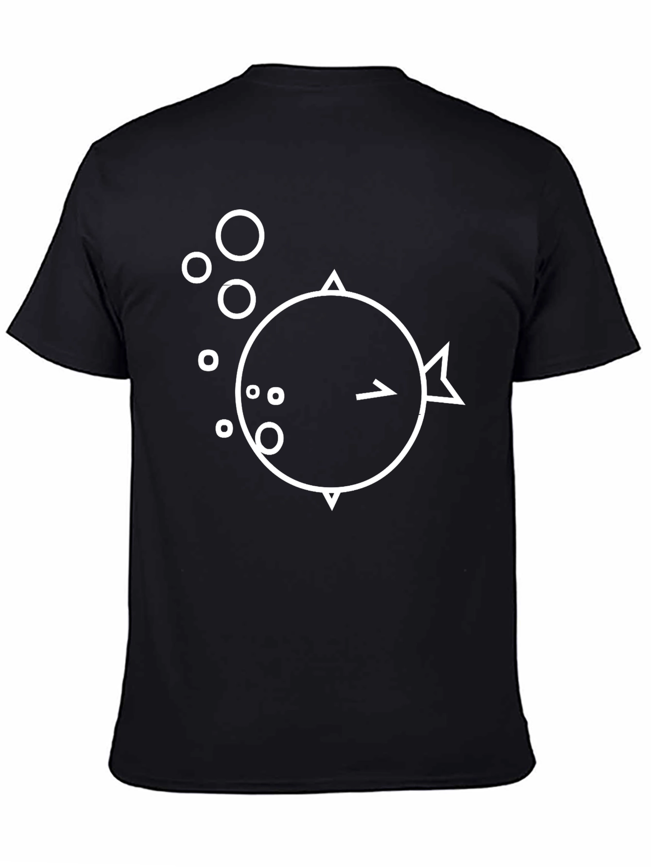 Minimalist Pufferfish Graphic Black T-Shirt