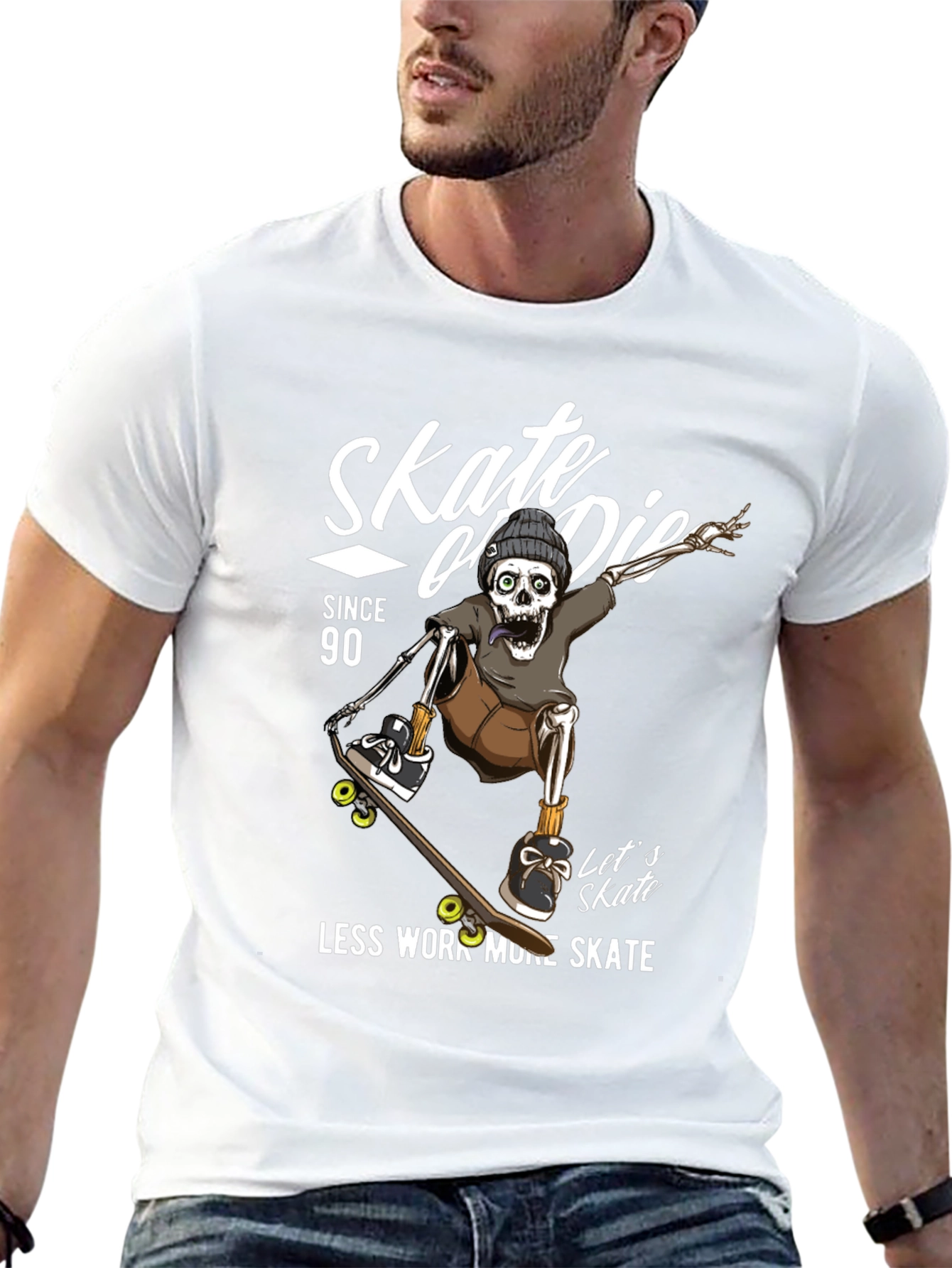 Skate or Die Skeleton Graphic T-Shirt