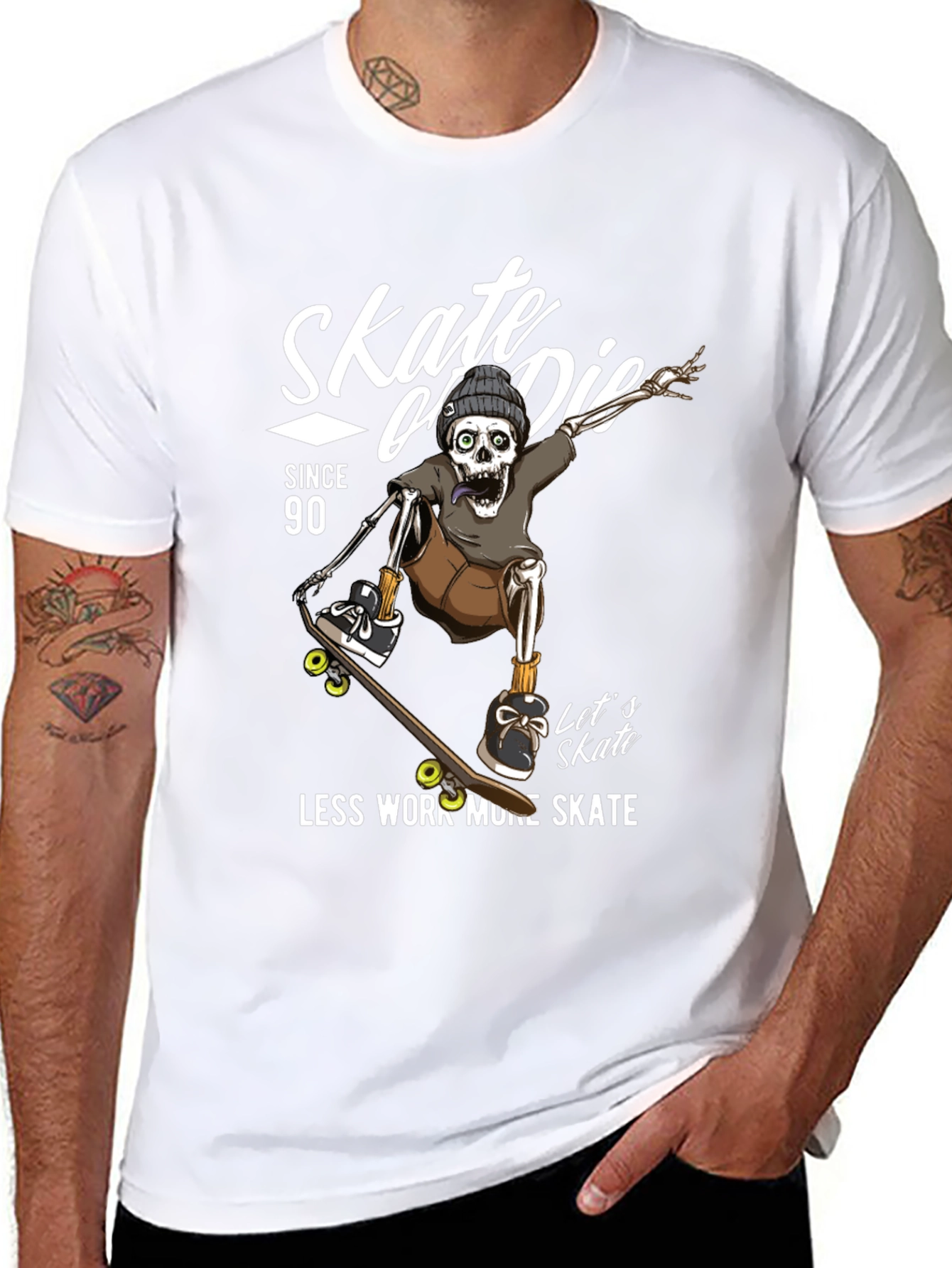 Skate or Die Skeleton Graphic T-Shirt