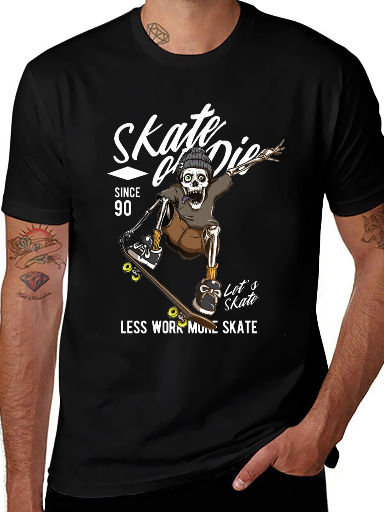 Skate or Die Skeleton Graphic T-Shirt