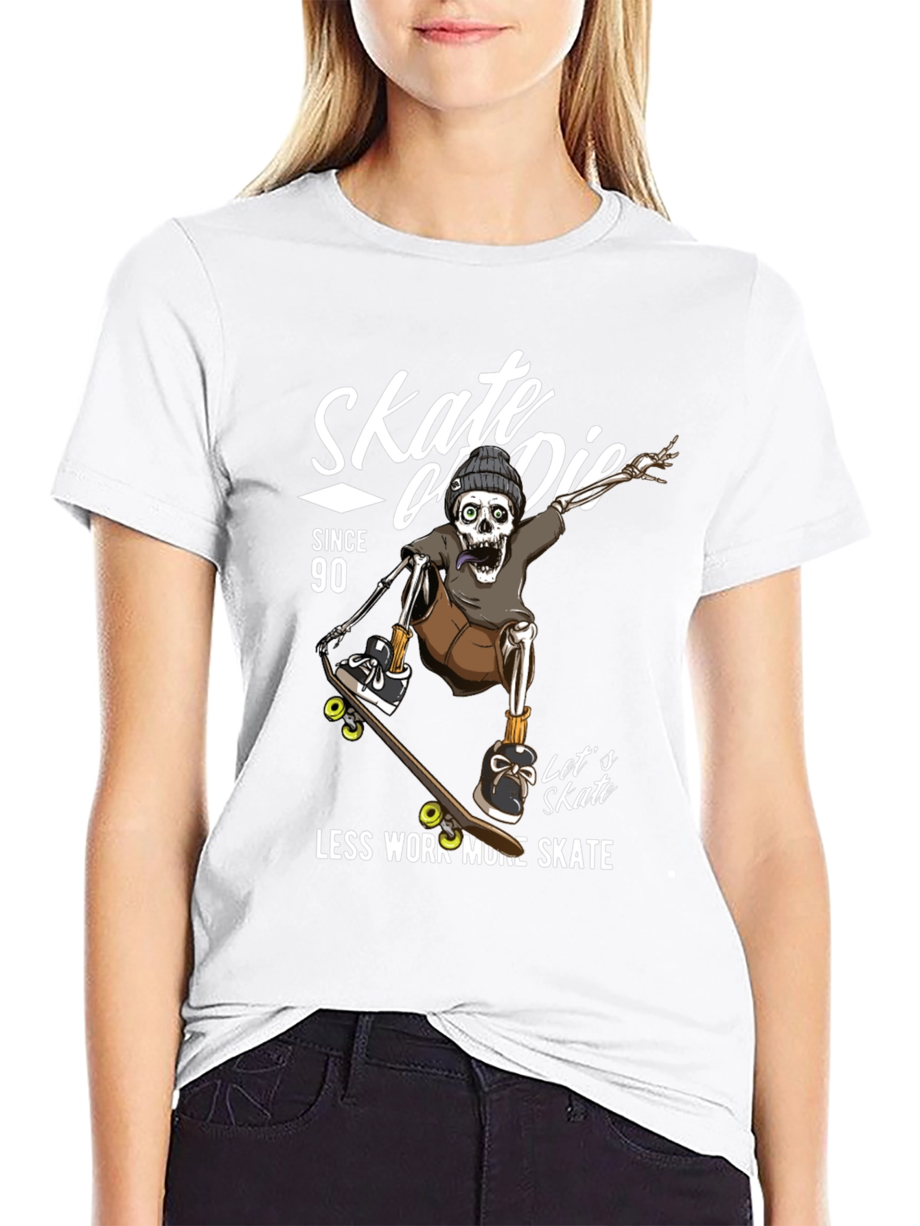 Skate or Die Skeleton Graphic T-Shirt