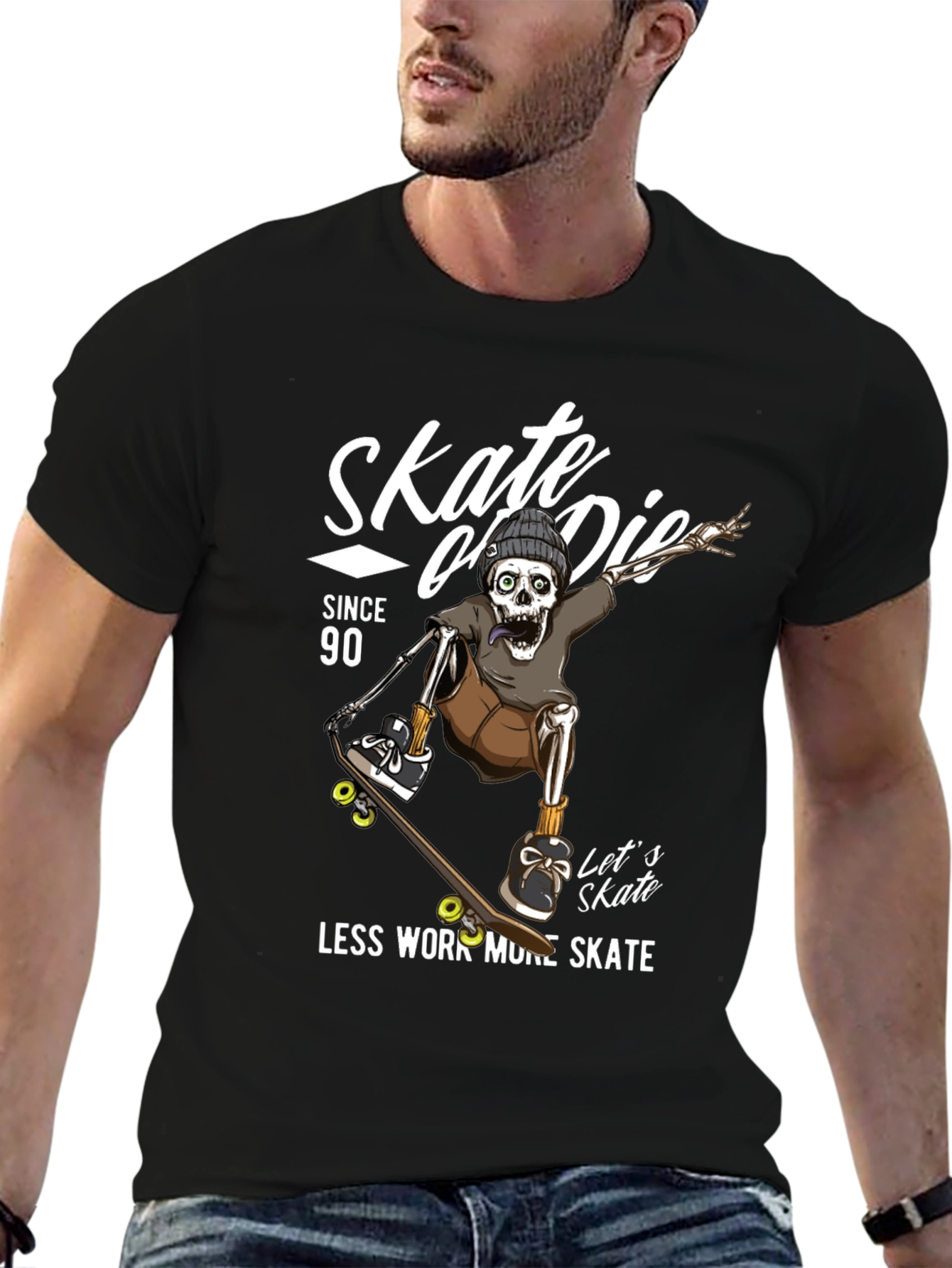 Skate or Die Skeleton Graphic T-Shirt