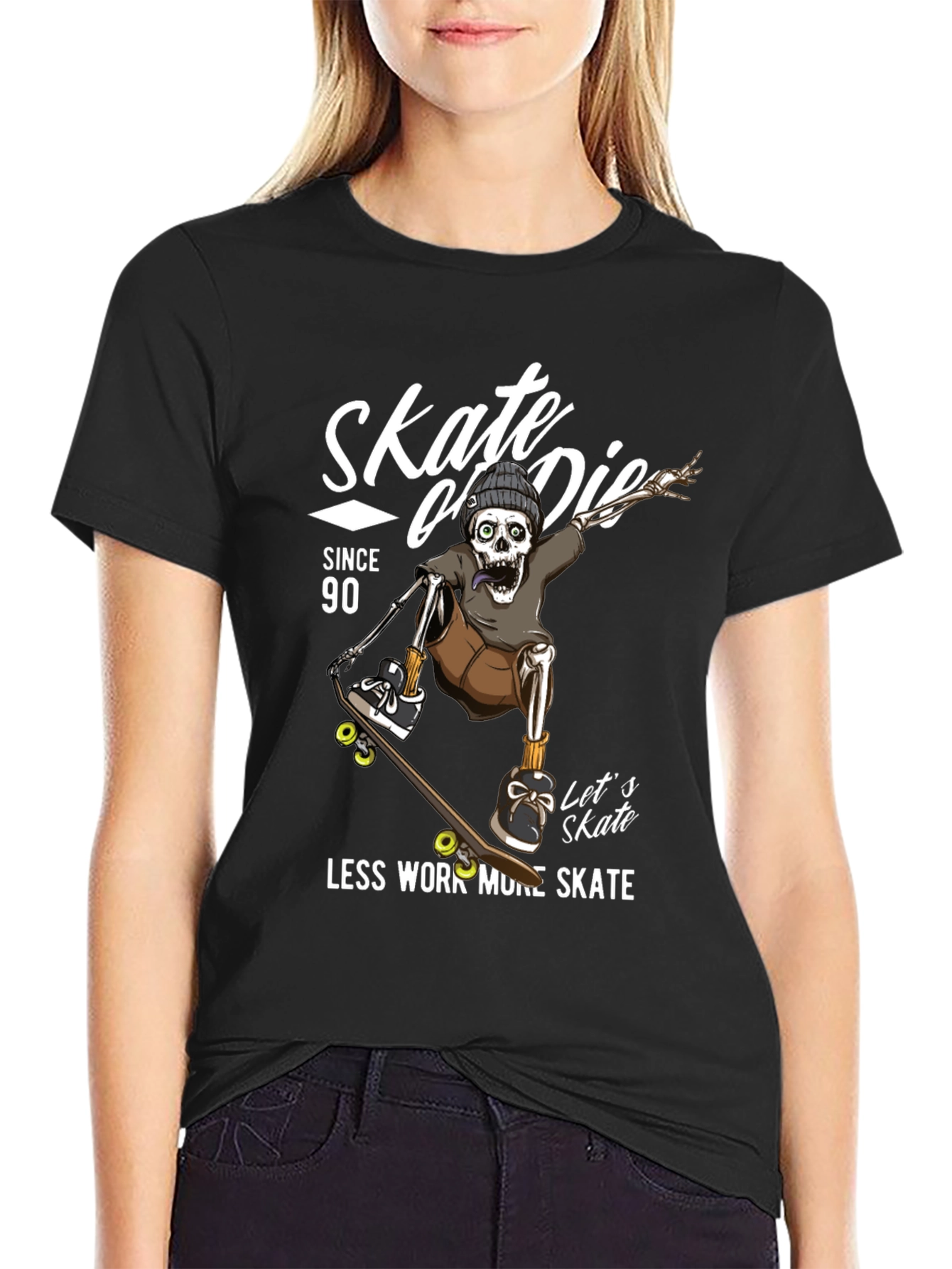 Skate or Die Skeleton Graphic T-Shirt