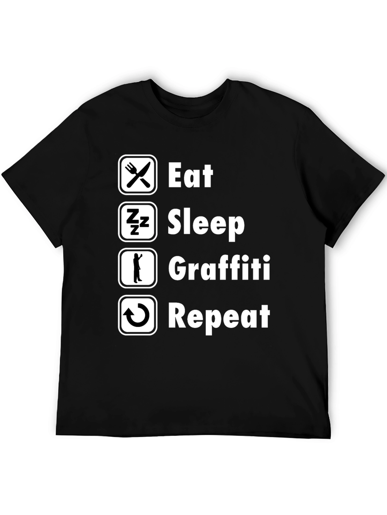 Eat Sleep Graffiti Repeat Graphic Tee - Black