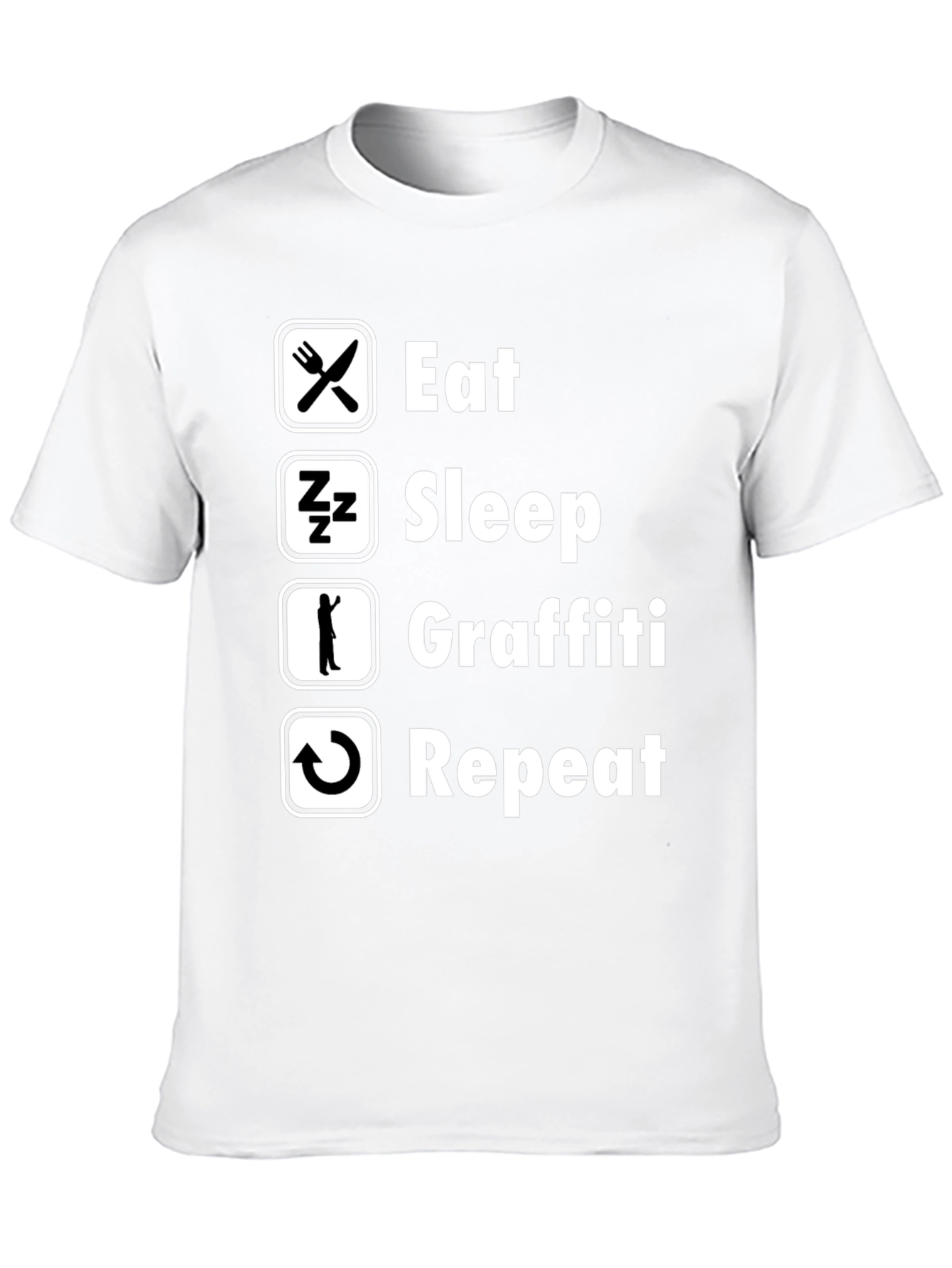 Eat Sleep Graffiti Repeat Graphic Tee - Black