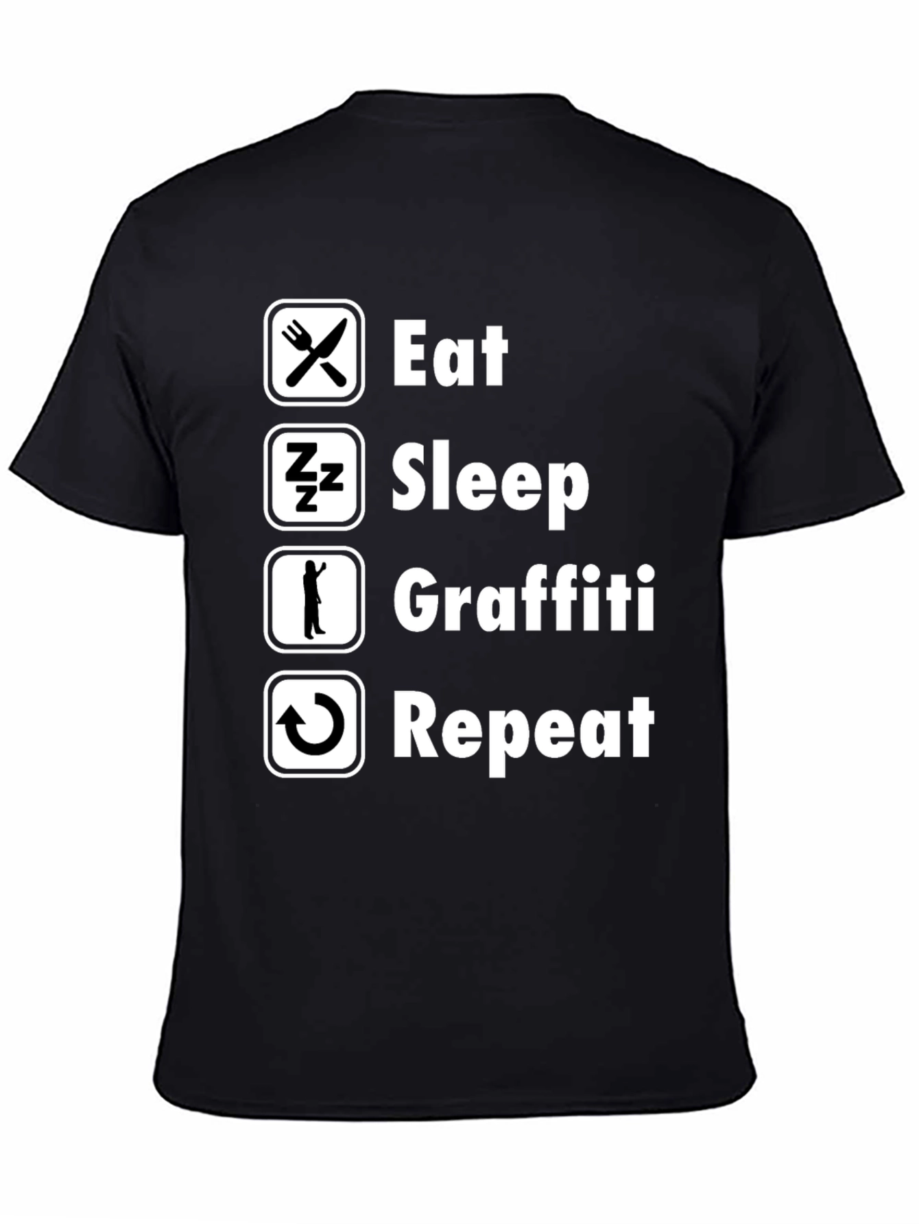Eat Sleep Graffiti Repeat Graphic Tee - Black