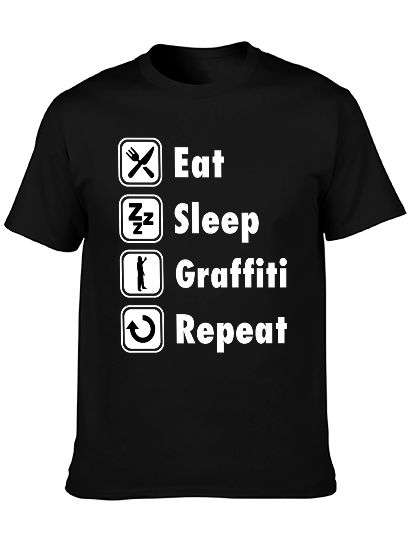 Eat Sleep Graffiti Repeat Graphic Tee - Black