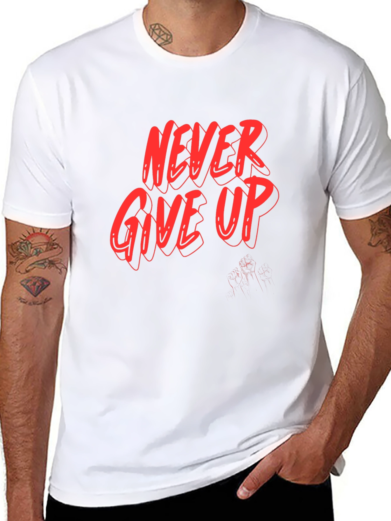 Never Give Up Graphic Tee - Motivation Shirt