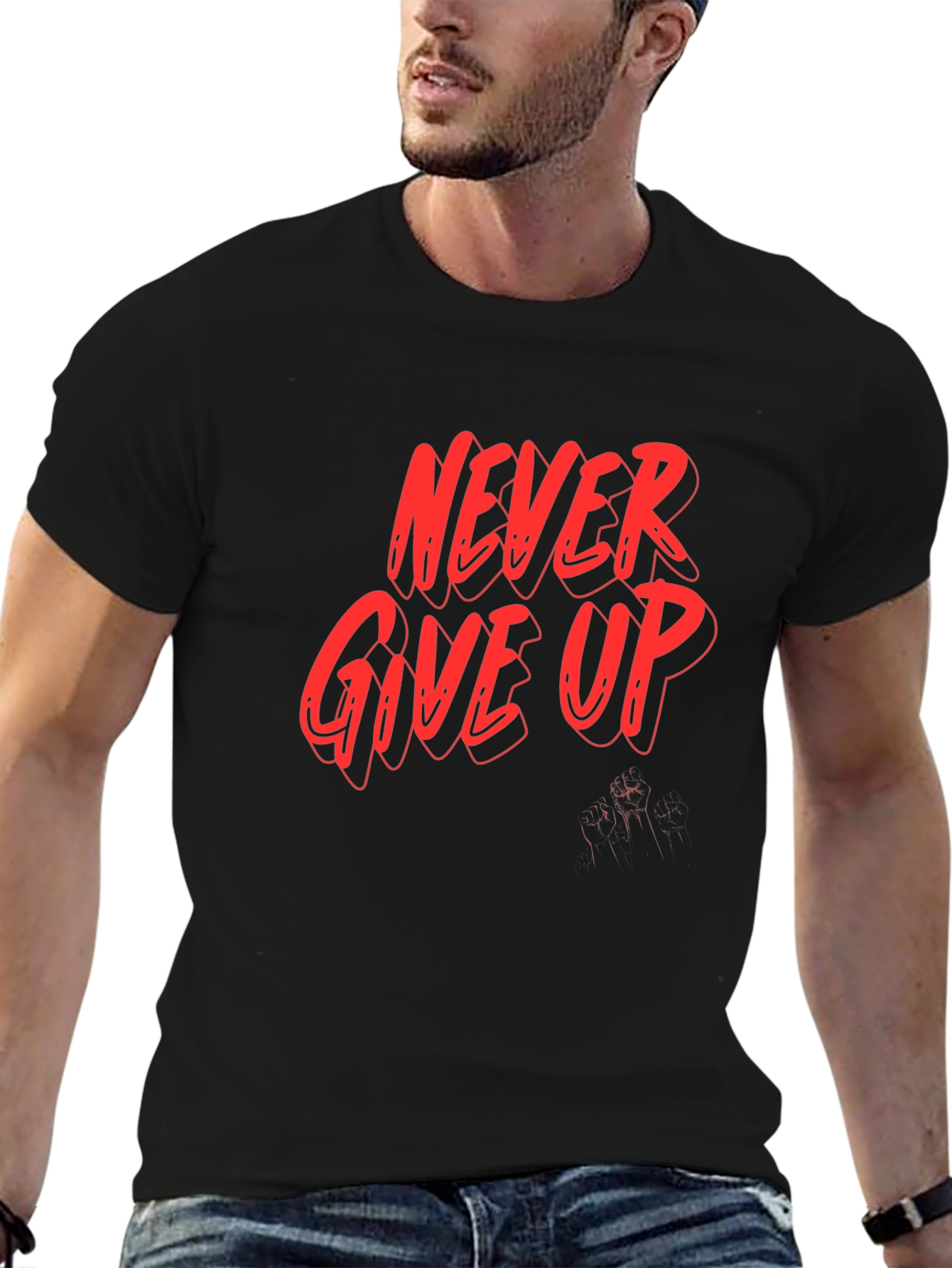 Never Give Up Graphic Tee - Motivation Shirt