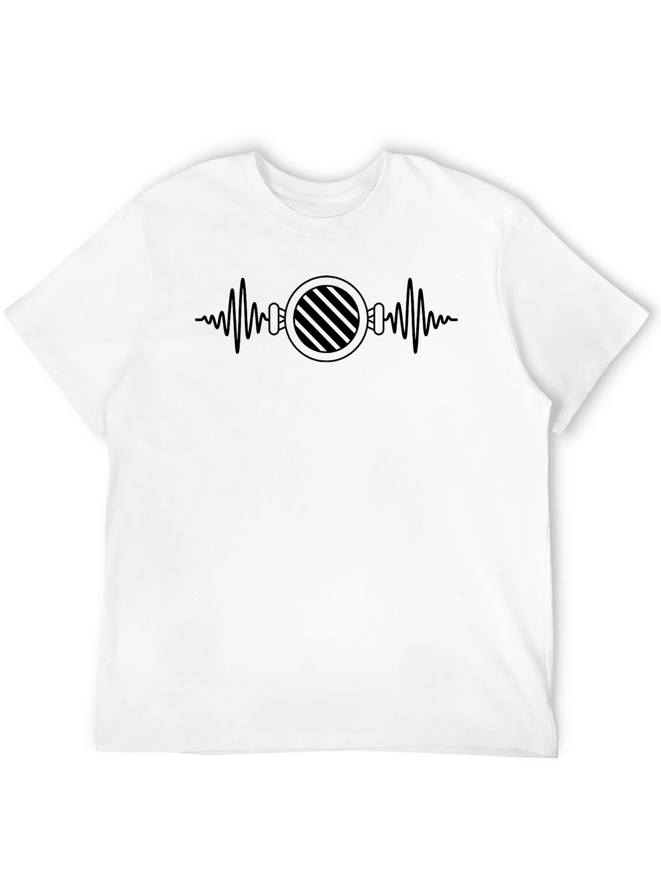 Mens Black Graphic Tee - Sound Wave Barber Design