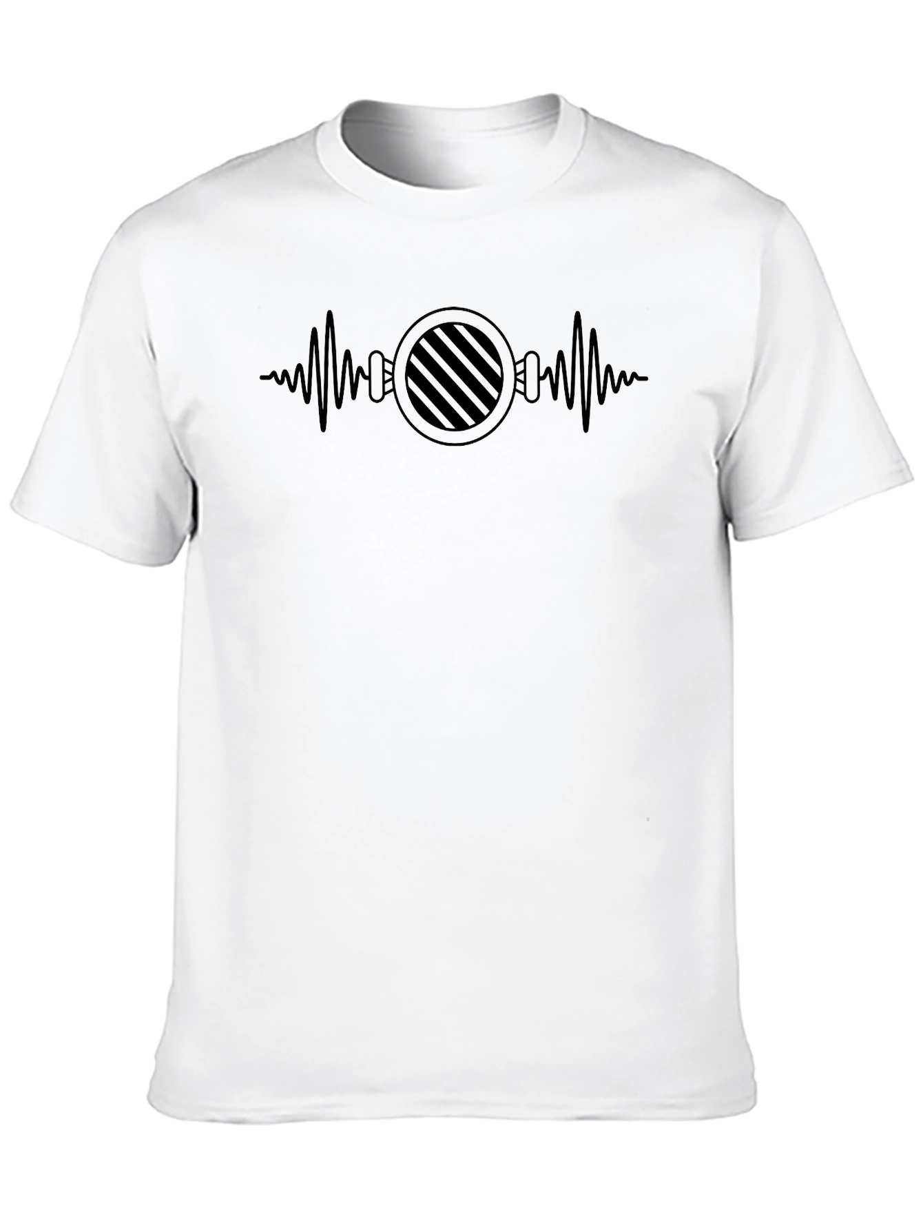 Mens Black Graphic Tee - Sound Wave Barber Design