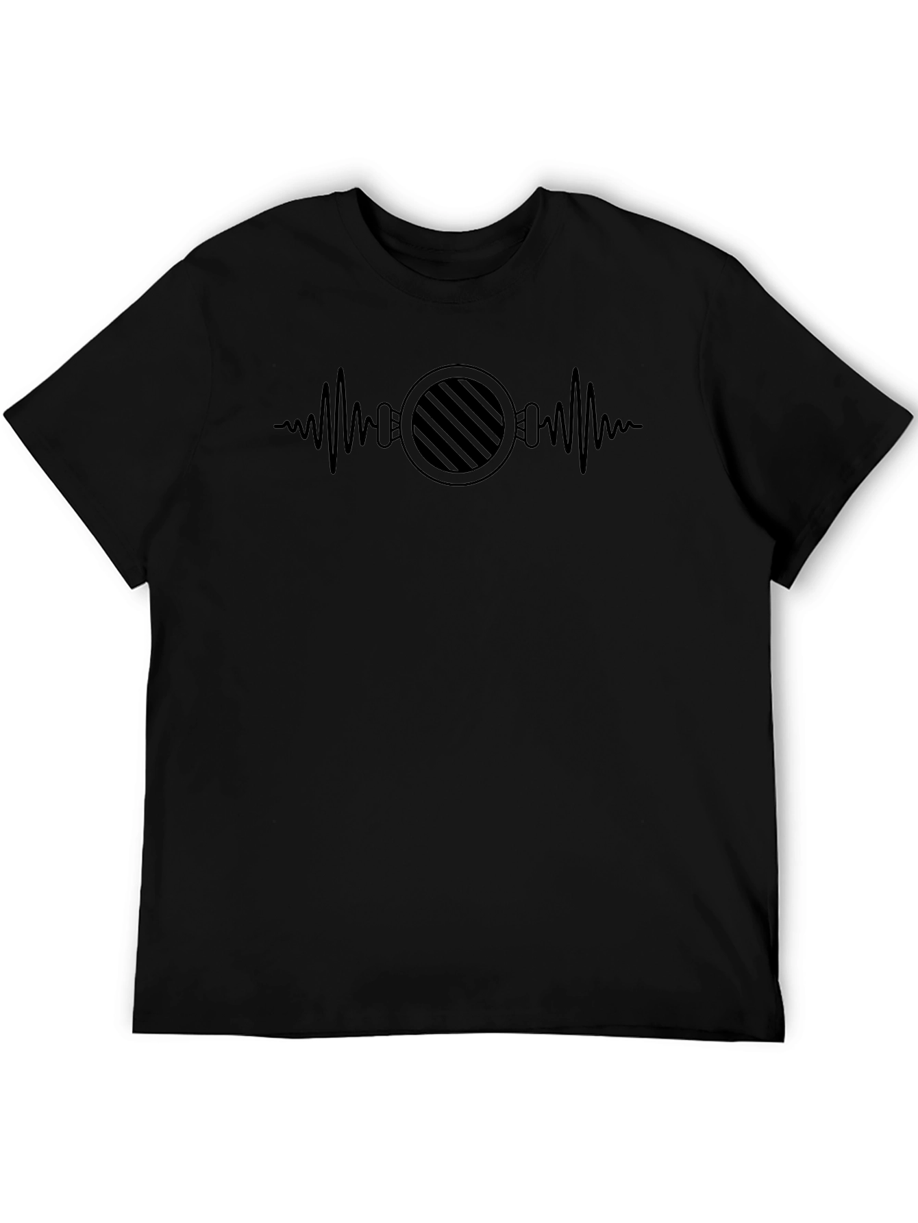 Mens Black Graphic Tee - Sound Wave Barber Design