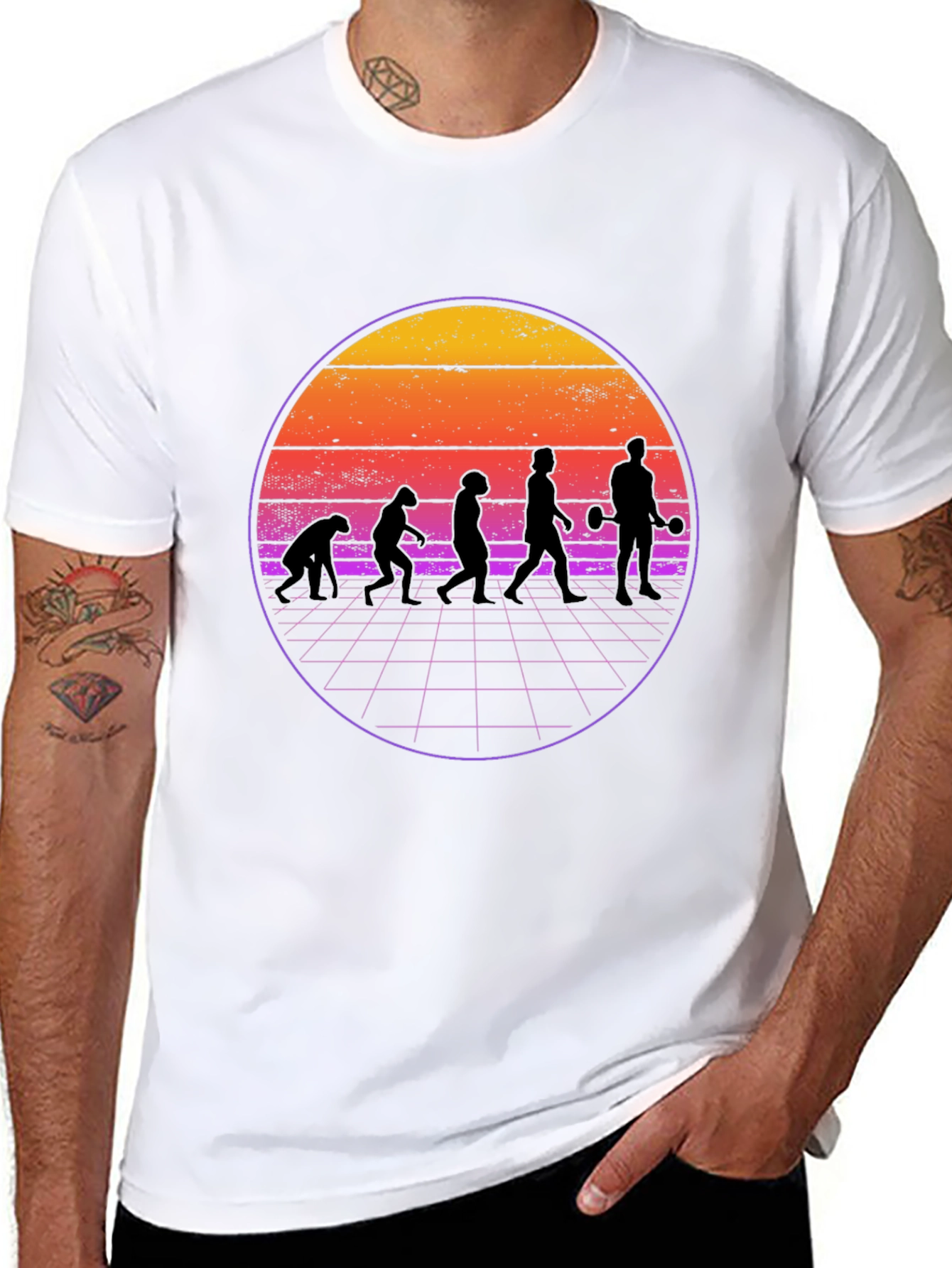 Evolution Gym T-Shirt Retro Weightlifting Tee