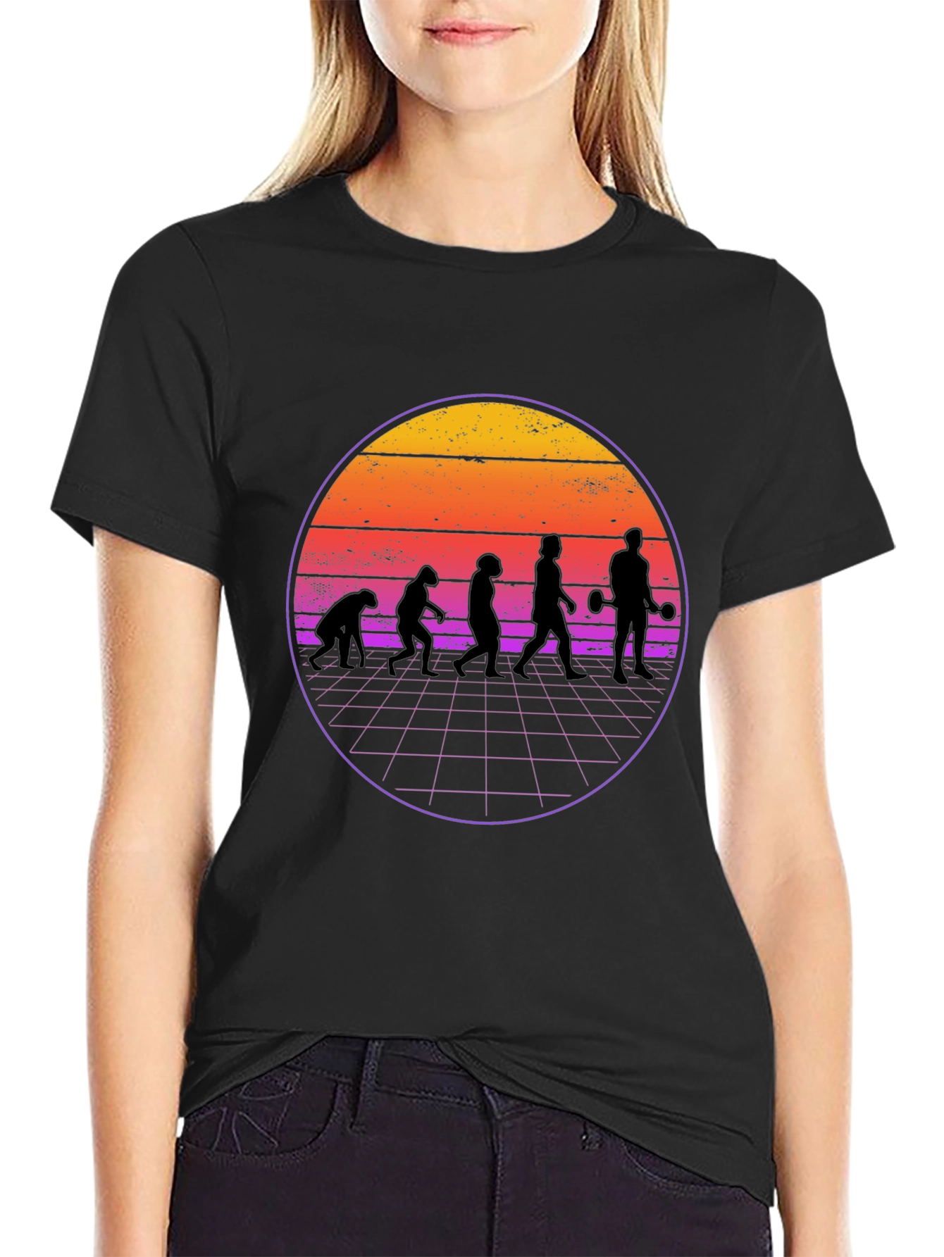 Evolution Gym T-Shirt Retro Weightlifting Tee