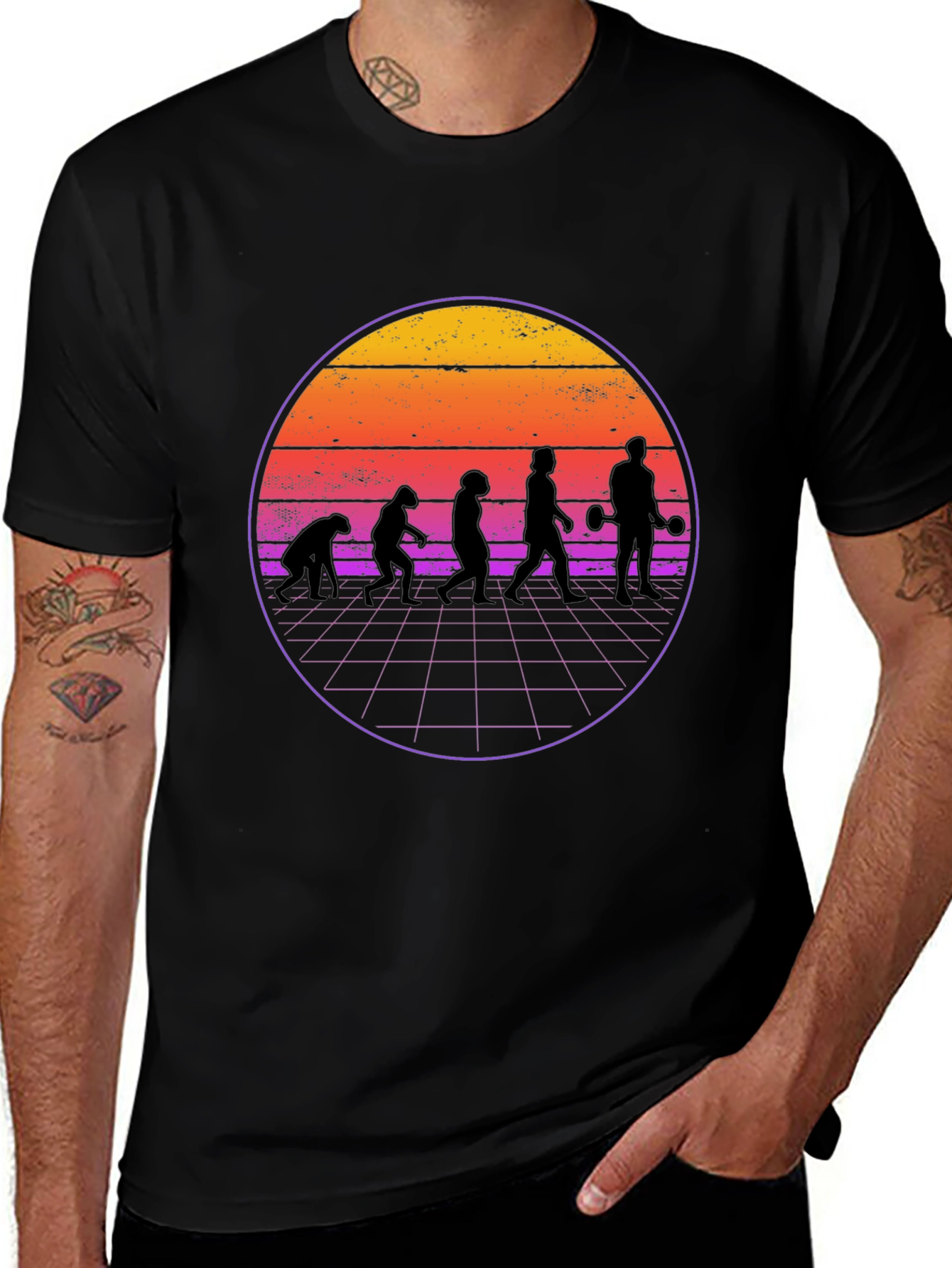 Evolution Gym T-Shirt Retro Weightlifting Tee