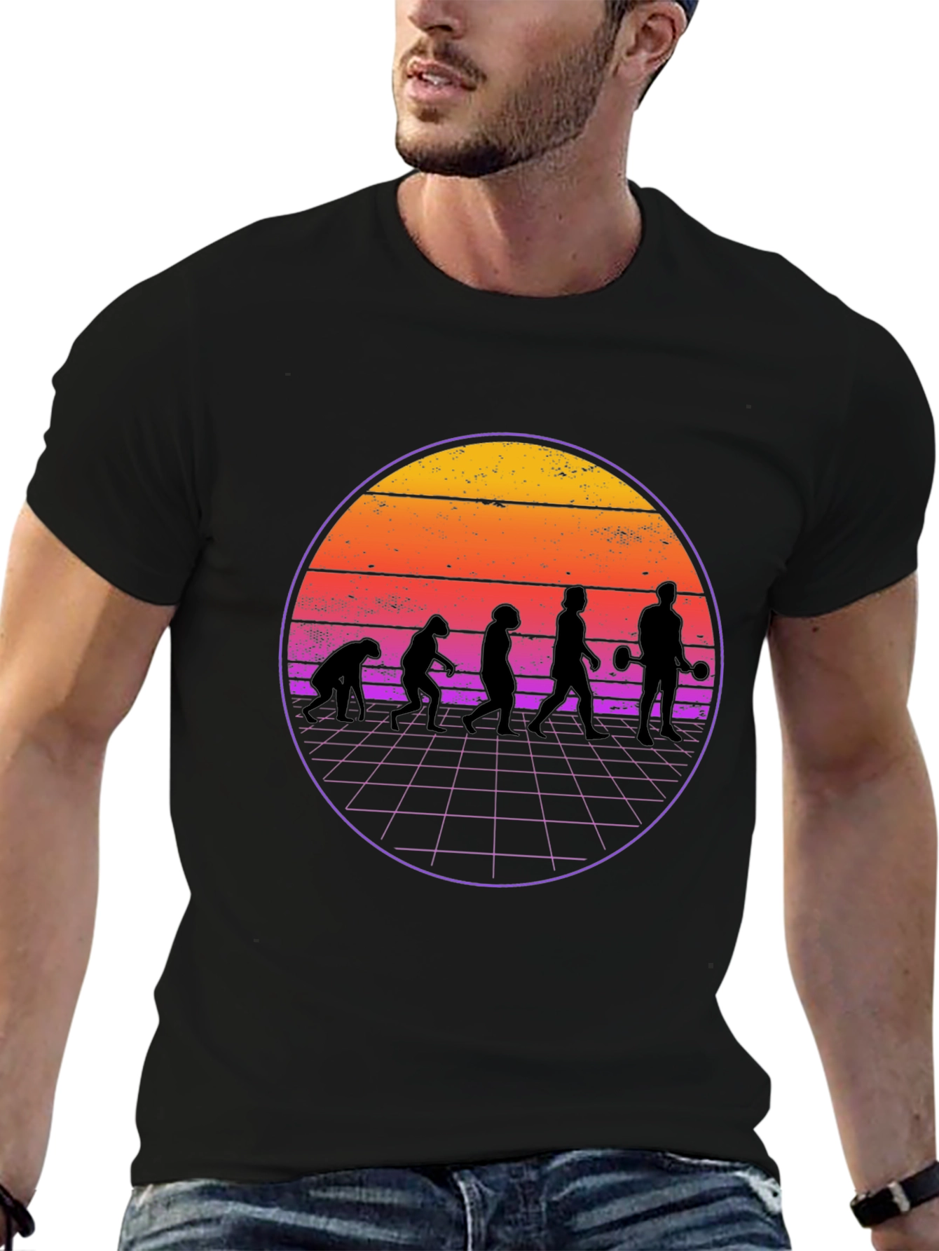 Evolution Gym T-Shirt Retro Weightlifting Tee