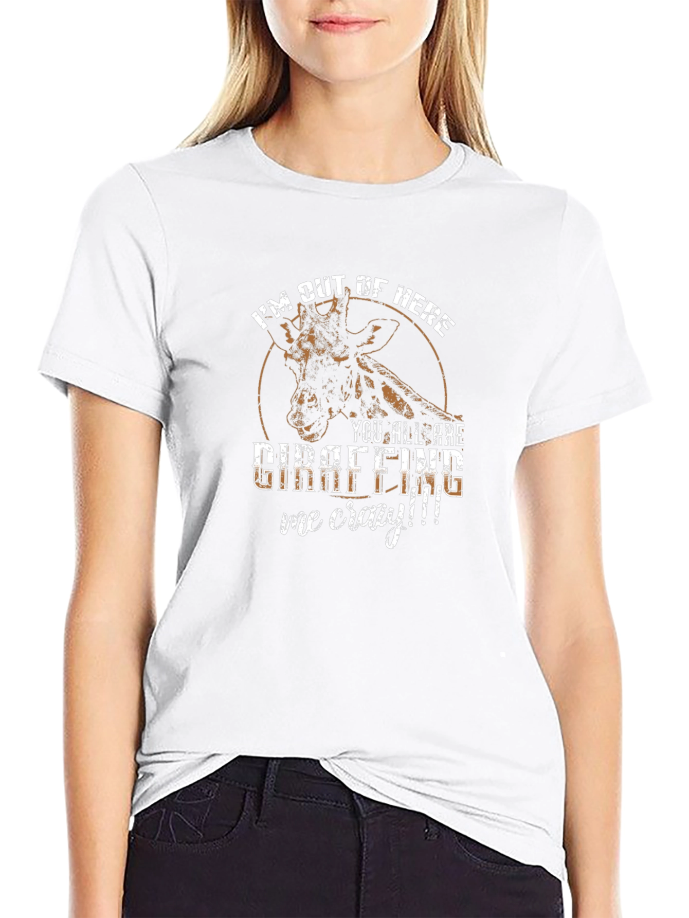 Funny Giraffe Graphic Tee - Im Out Of Here