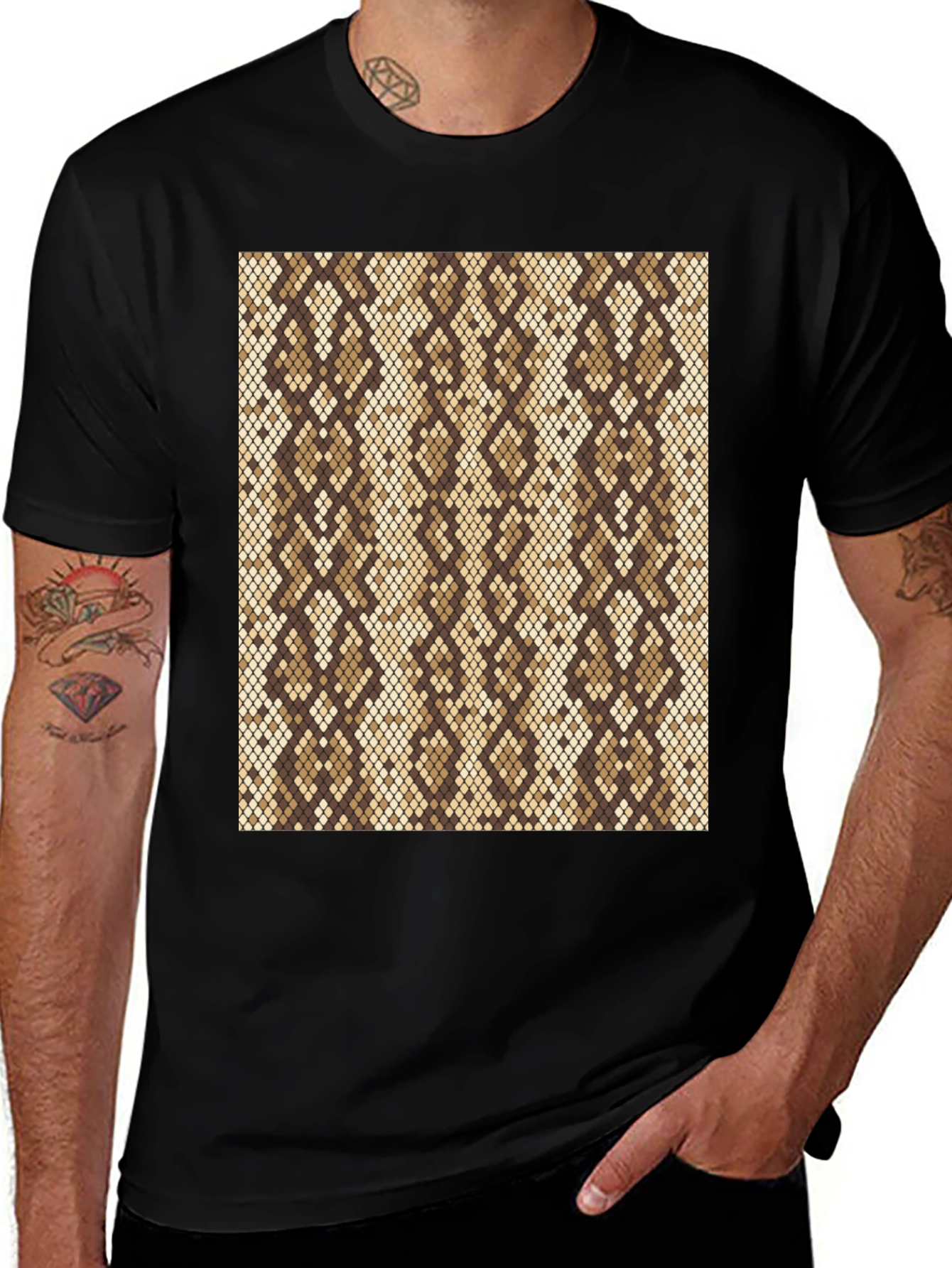Snakeskin Pattern Black T-Shirt