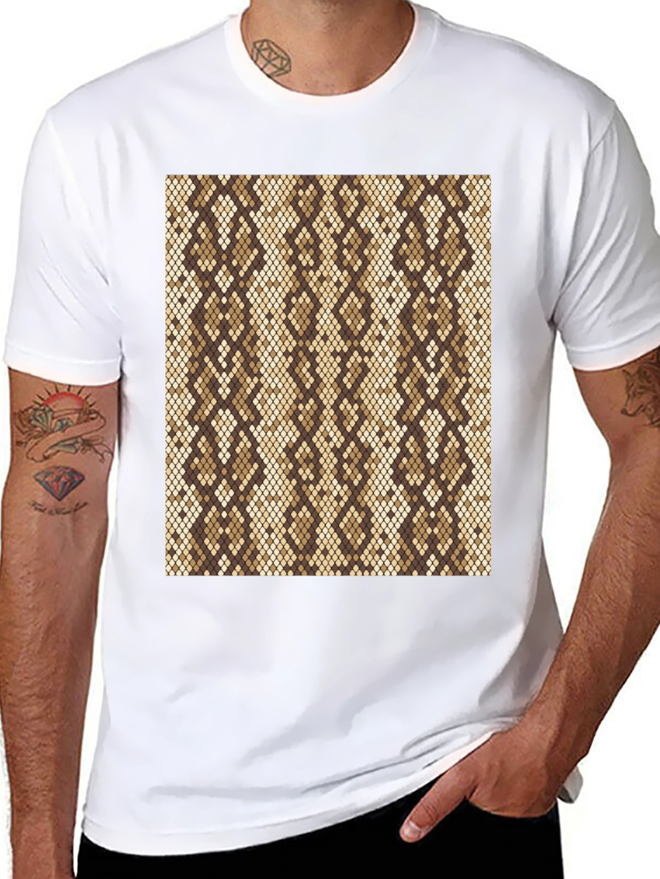 Snakeskin Pattern Black T-Shirt