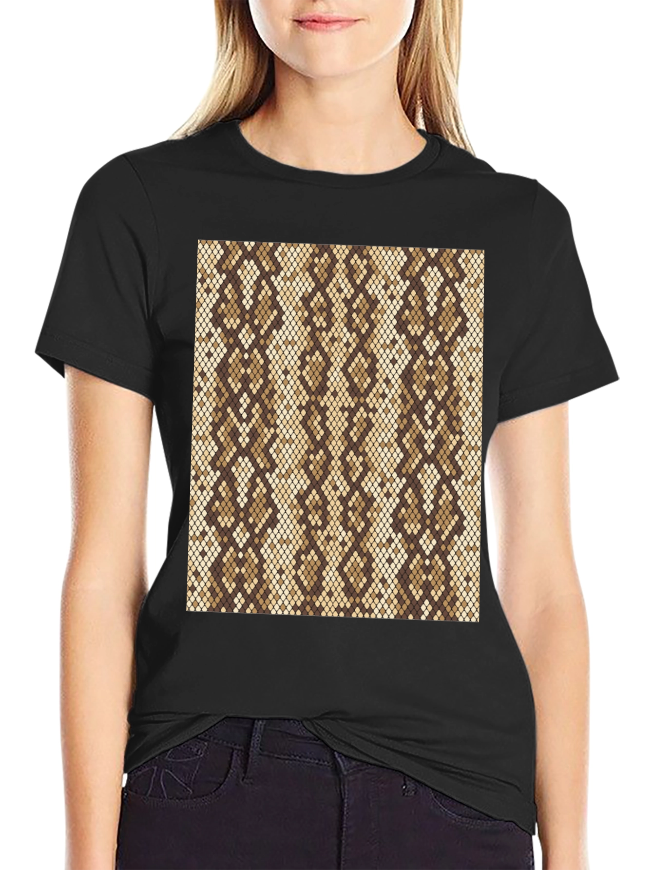 Snakeskin Pattern Black T-Shirt