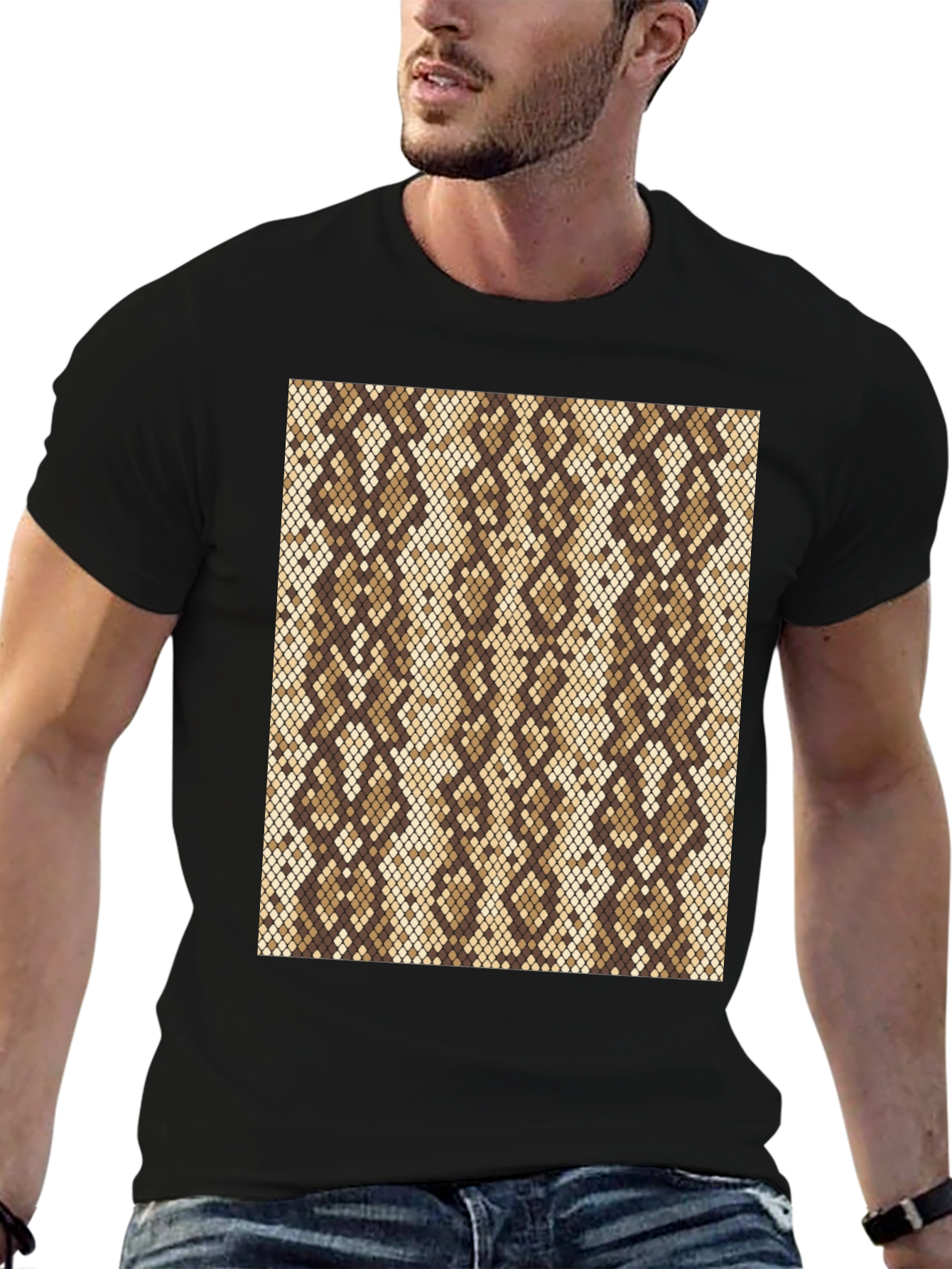 Snakeskin Pattern Black T-Shirt