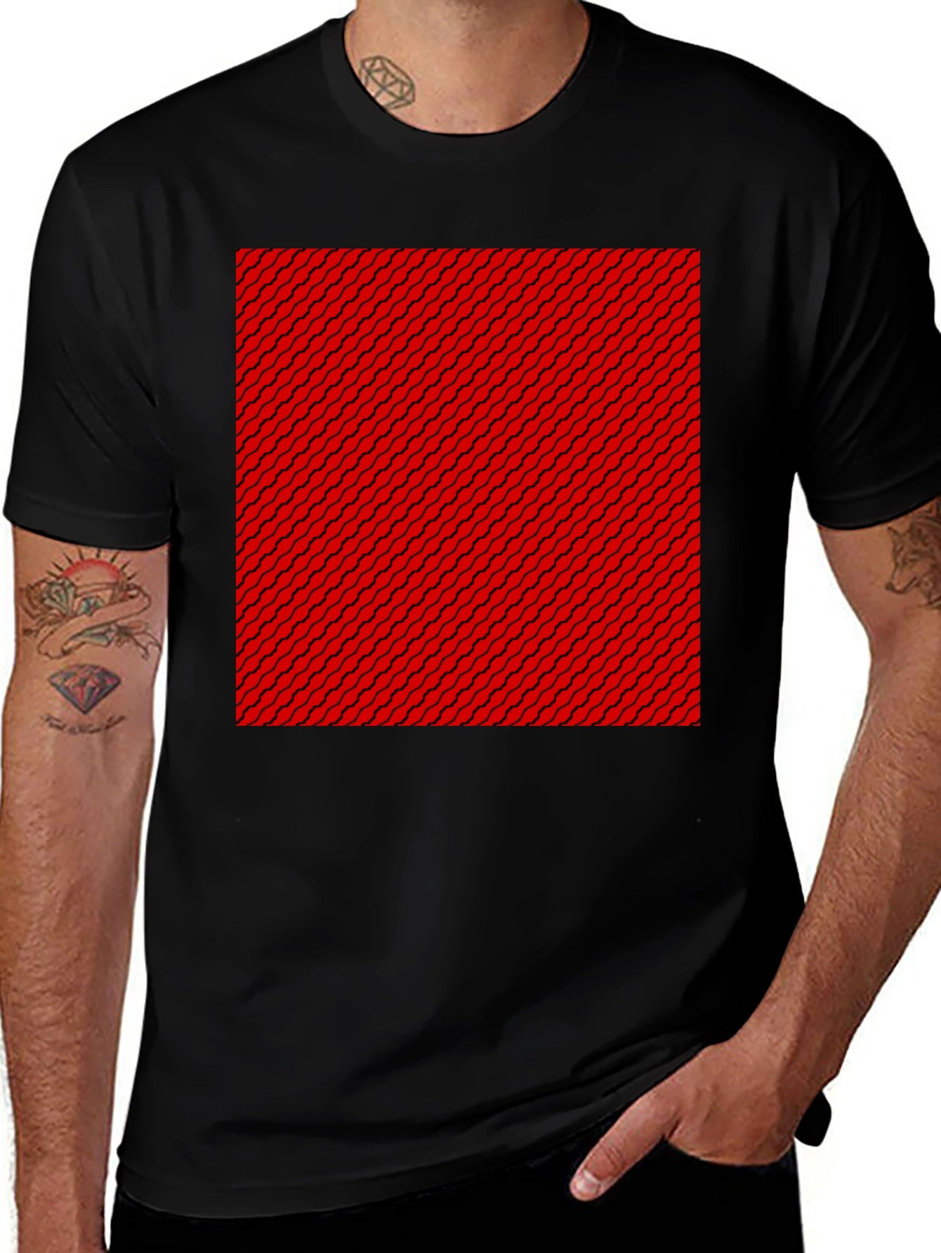 Patterned Graphic Tee - Black