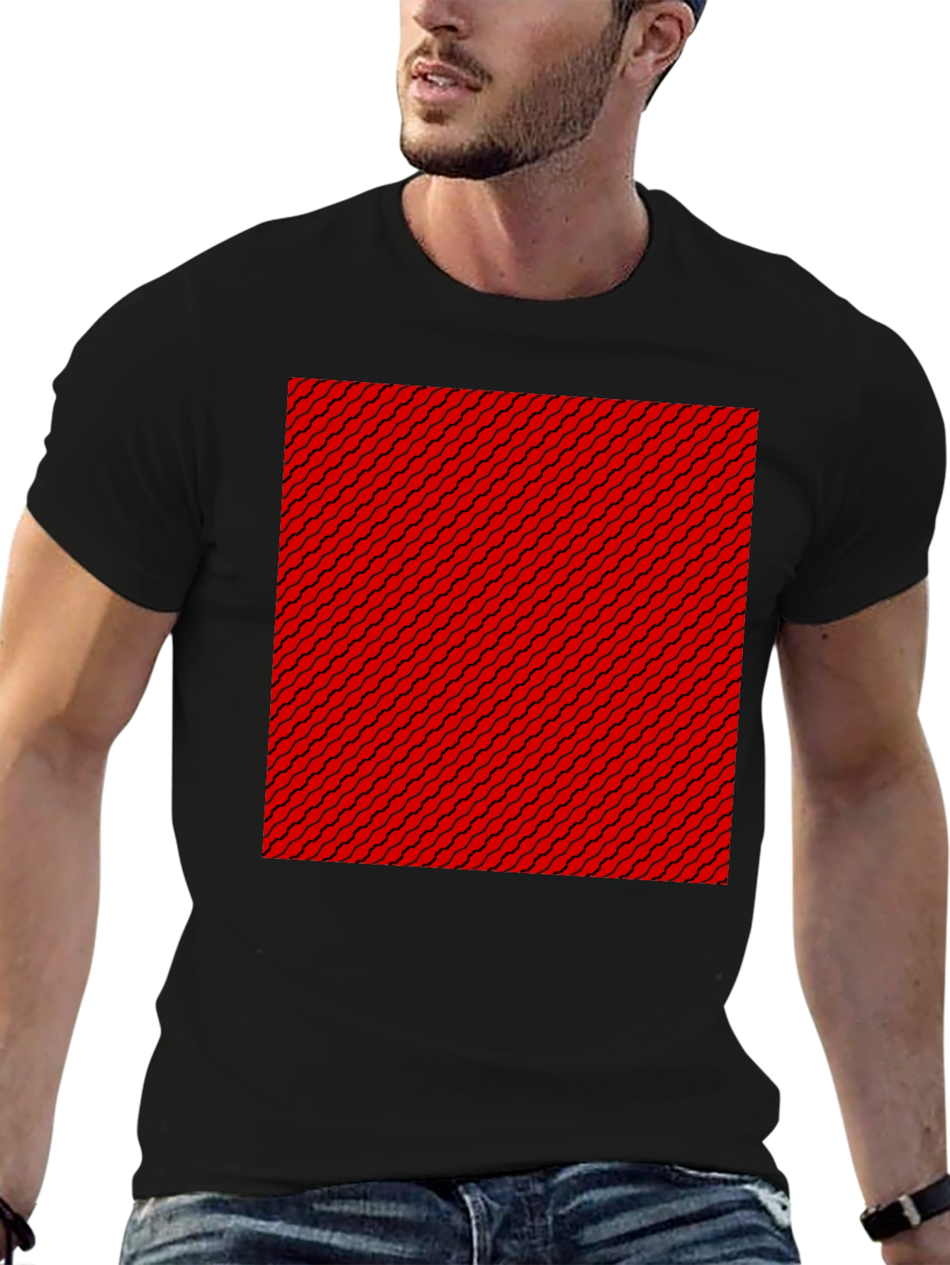 Patterned Graphic Tee - Black