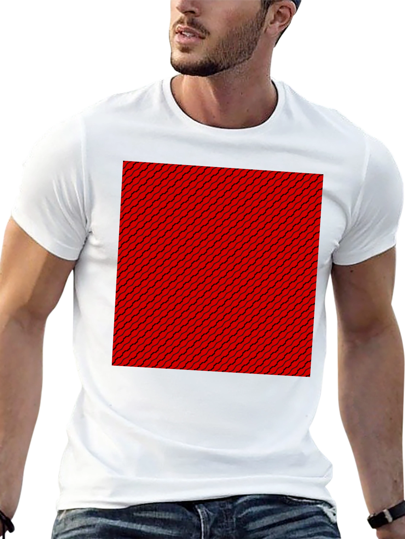 Patterned Graphic Tee - Black