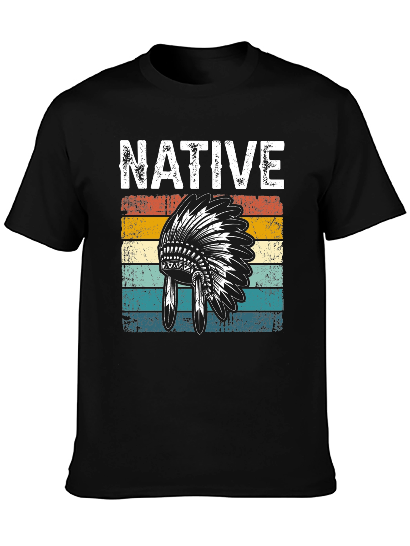 Native Headdress Graphic Tee - Retro Style