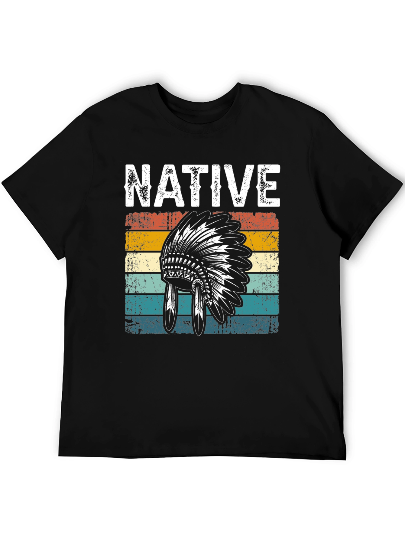 Native Headdress Graphic Tee - Retro Style