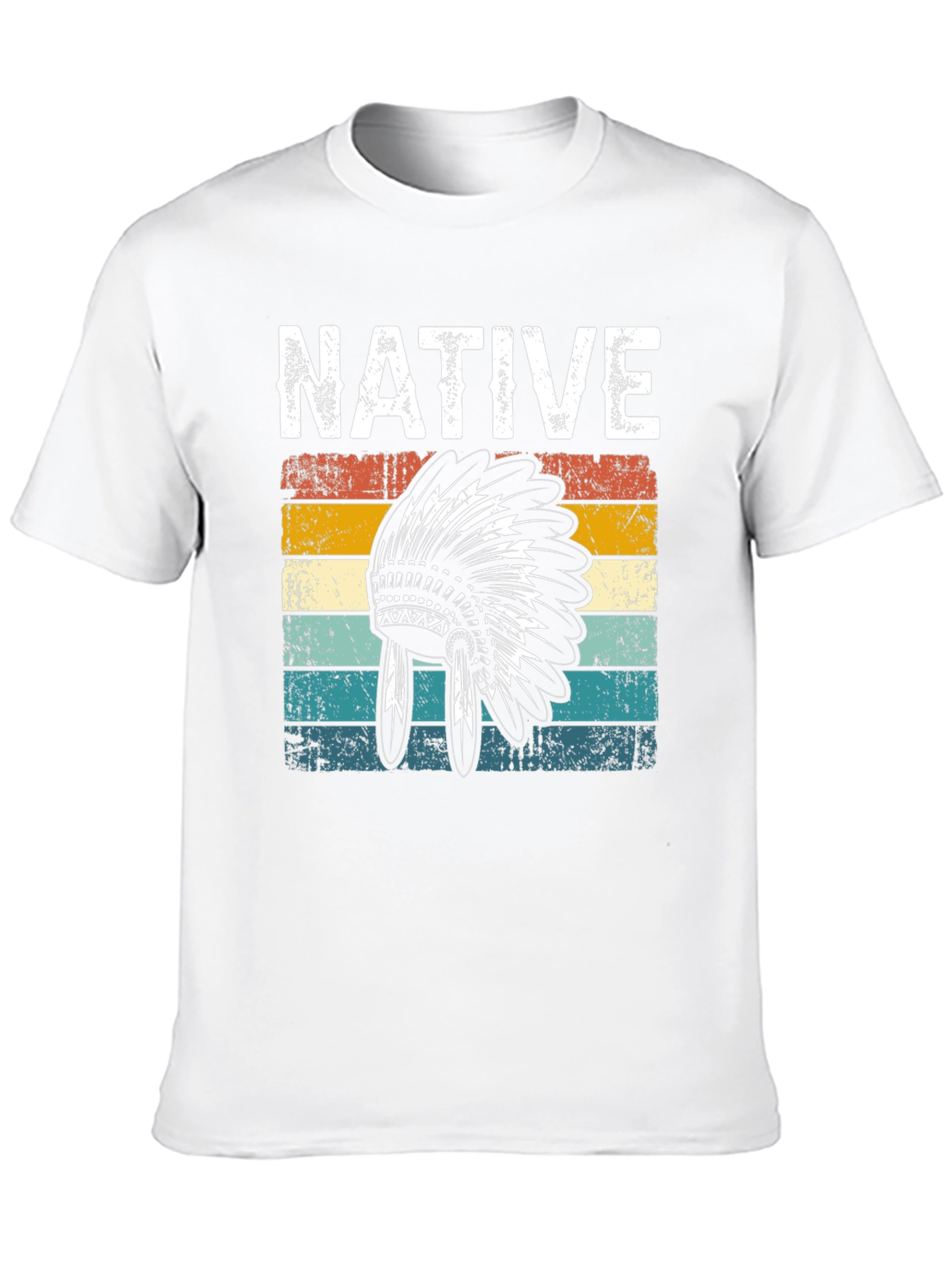 Native Headdress Graphic Tee - Retro Style