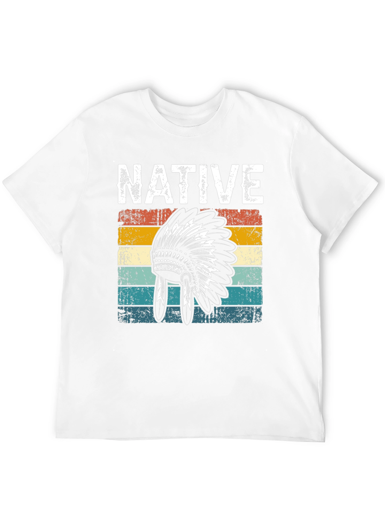 Native Headdress Graphic Tee - Retro Style