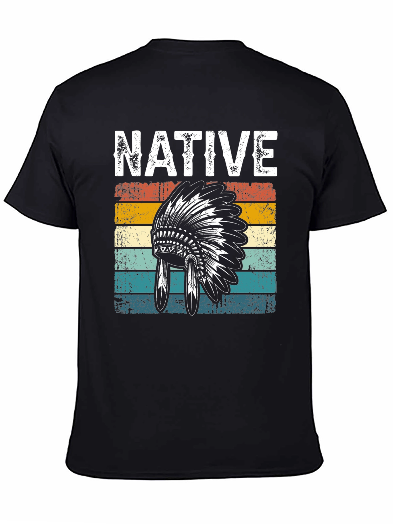 Native Headdress Graphic Tee - Retro Style