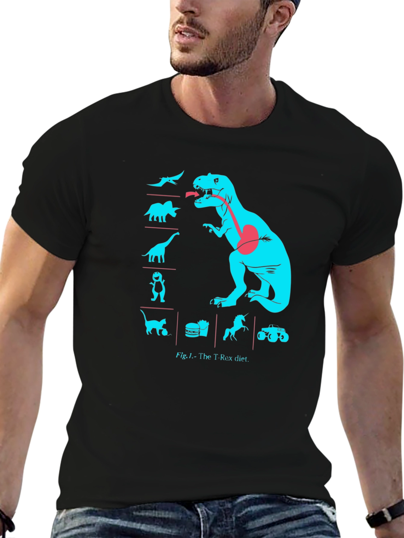 T-Rex Diet Graphic T-Shirt - Funny Dino Tee
