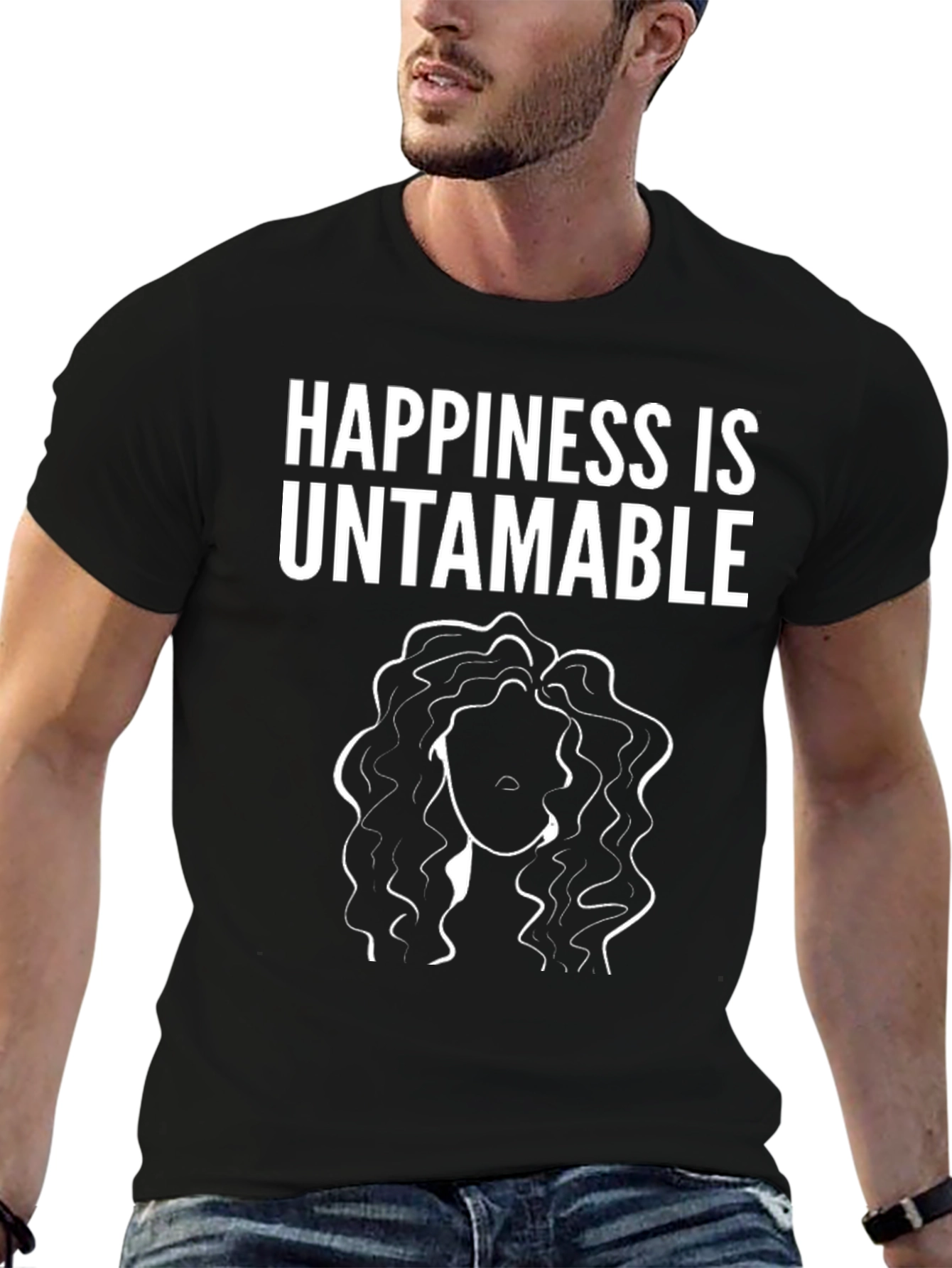 Happiness Is Untamable Black T-Shirt