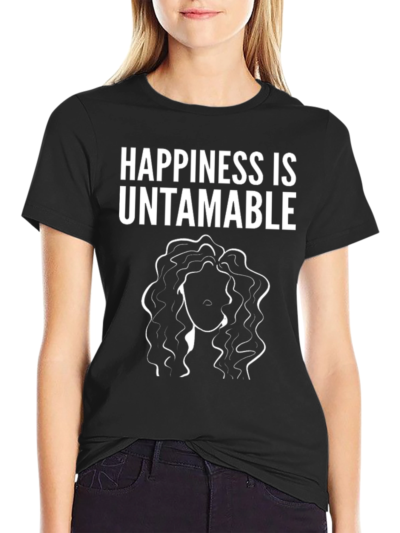 Happiness Is Untamable Black T-Shirt