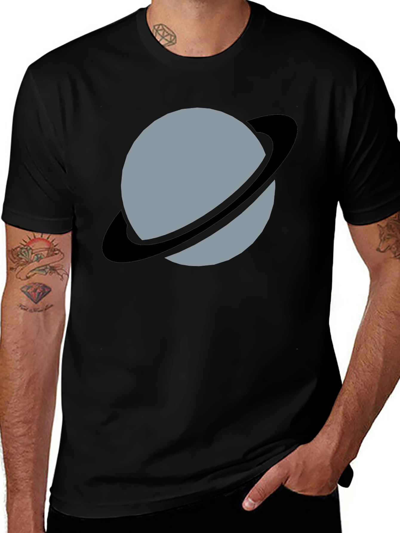 Planet Uranus Graphic Tee - Black Cotton Comfort
