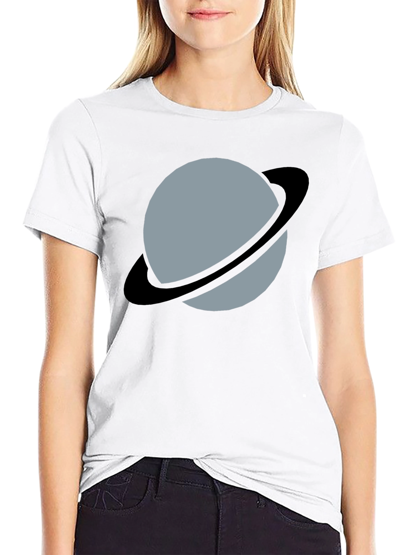Planet Uranus Graphic Tee - Black Cotton Comfort