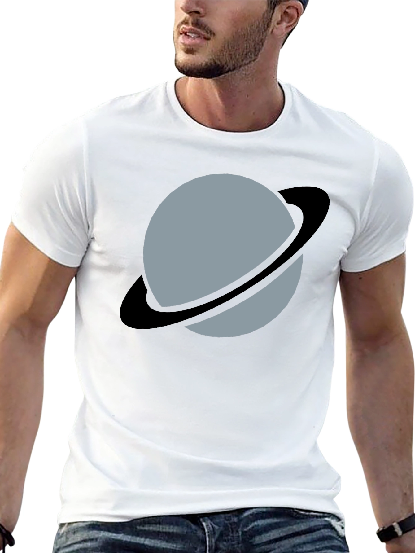 Planet Uranus Graphic Tee - Black Cotton Comfort