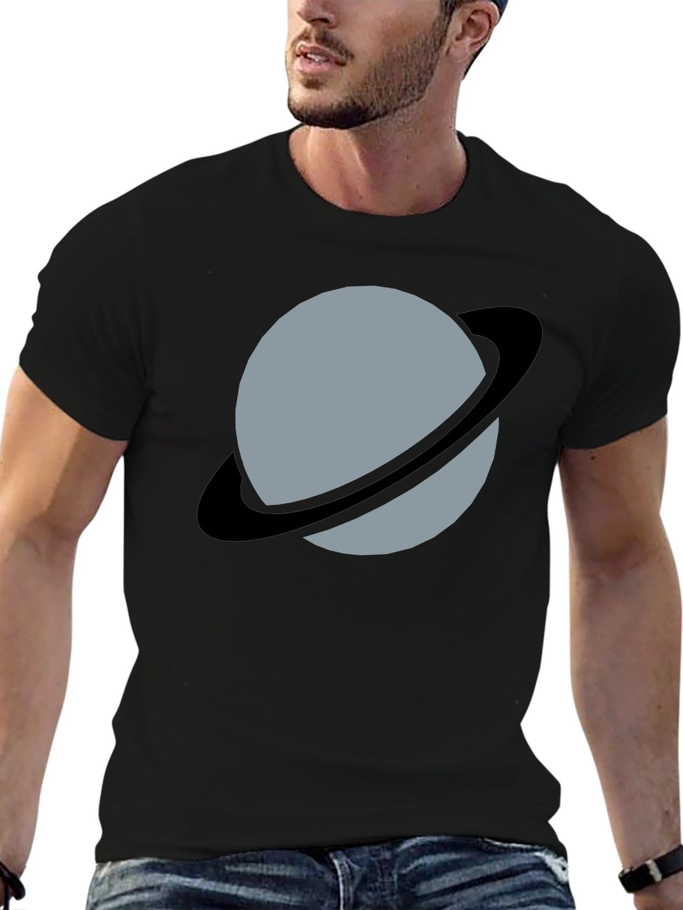 Planet Uranus Graphic Tee - Black Cotton Comfort