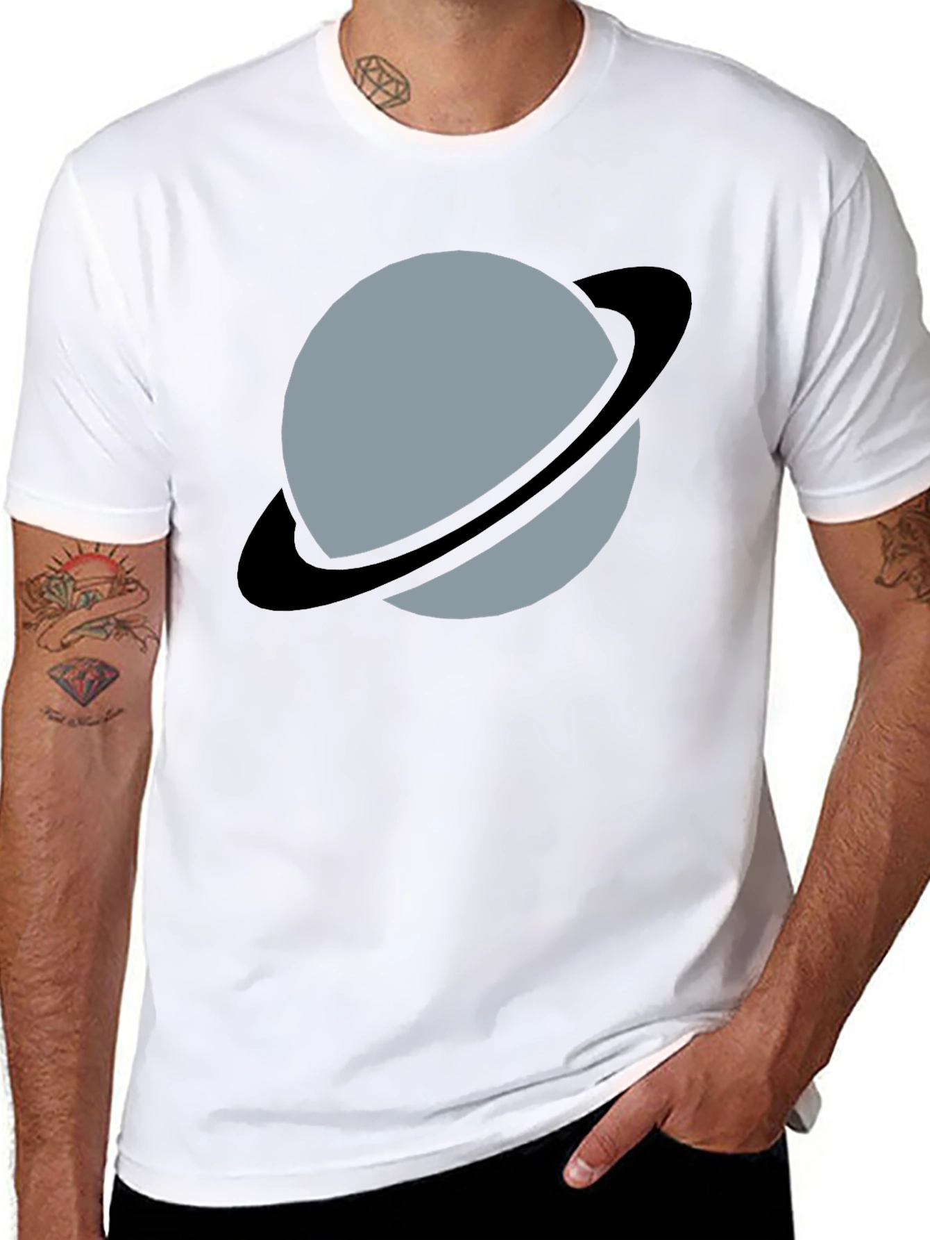 Planet Uranus Graphic Tee - Black Cotton Comfort