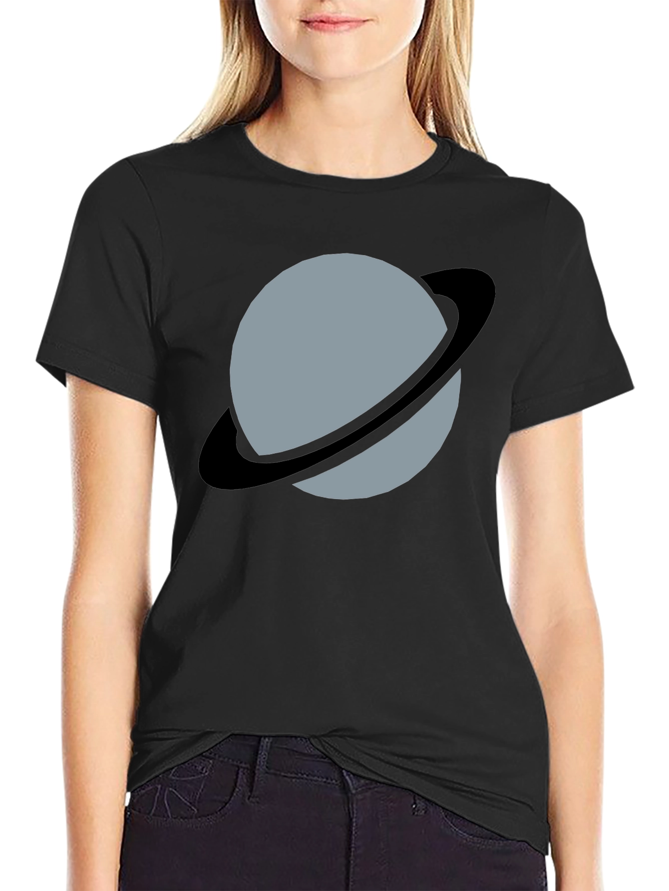Planet Uranus Graphic Tee - Black Cotton Comfort